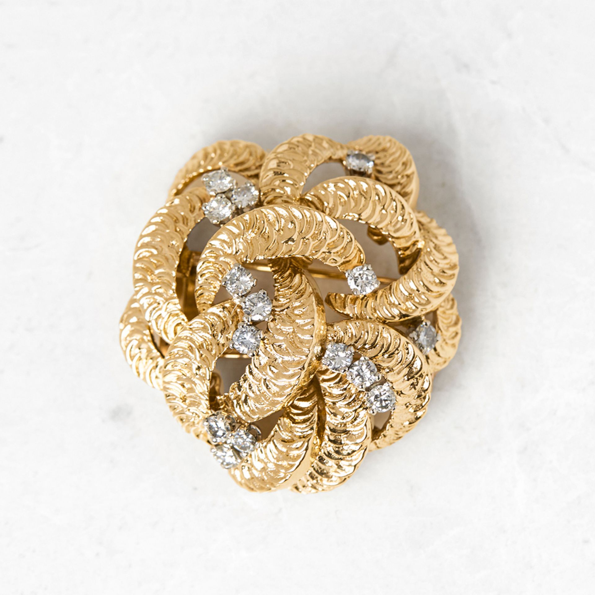 Boucheron 18k Yellow Gold Diamond Flower Brooch