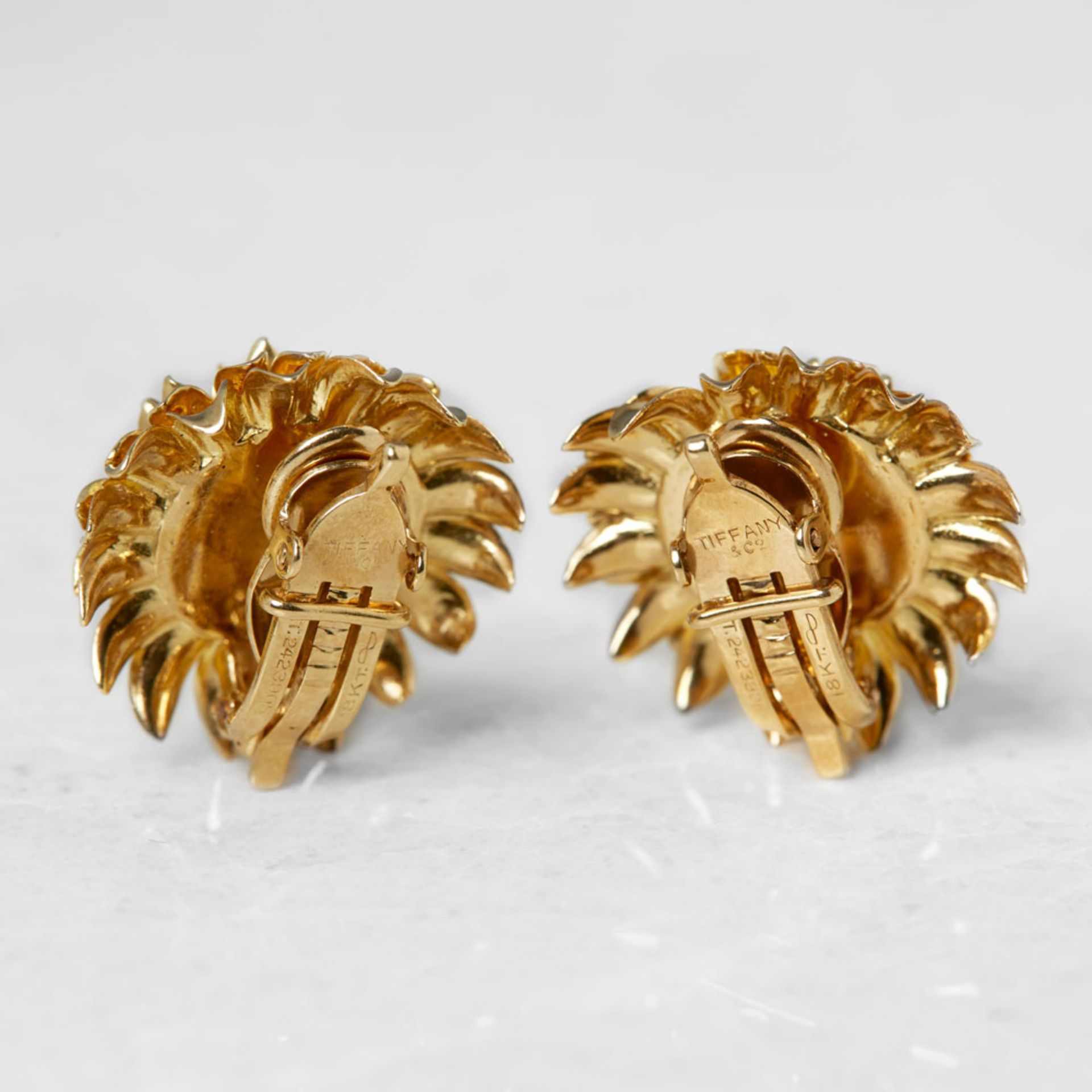 Tiffany & Co. 18k Yellow Gold Chrysanthemum Earrings - Image 4 of 10