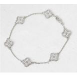 Van Cleef & Arpels 18k White Gold Diamond Sweet Alhambra Bracelet