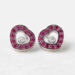 Chopard 18k White Gold Happy Diamonds Ruby Stud Earrings