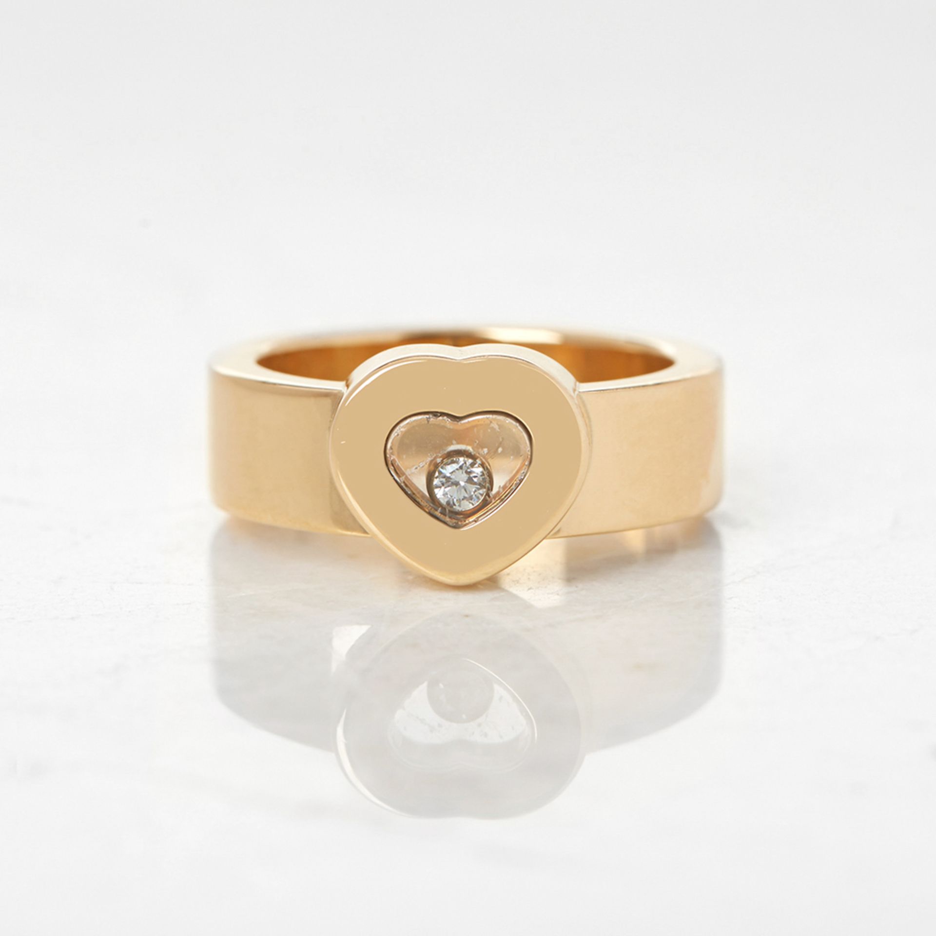 Chopard 18k Yellow Gold Heart Happy Diamonds Ring Size M 1/2 - Image 2 of 6