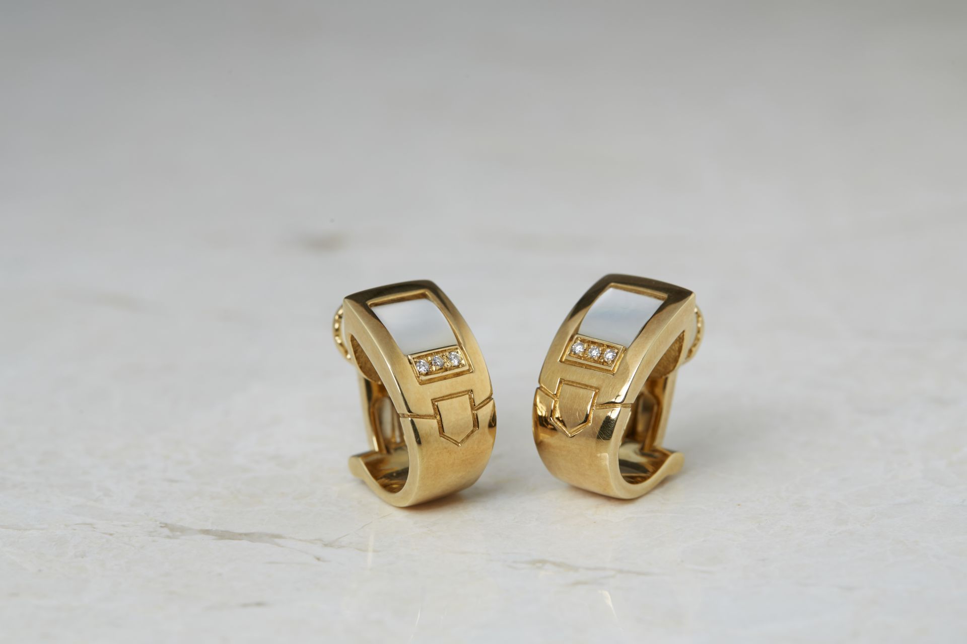 Audemars Piguet 18k Yellow Gold Mabe Pearl & Diamond Earrings - Image 12 of 13