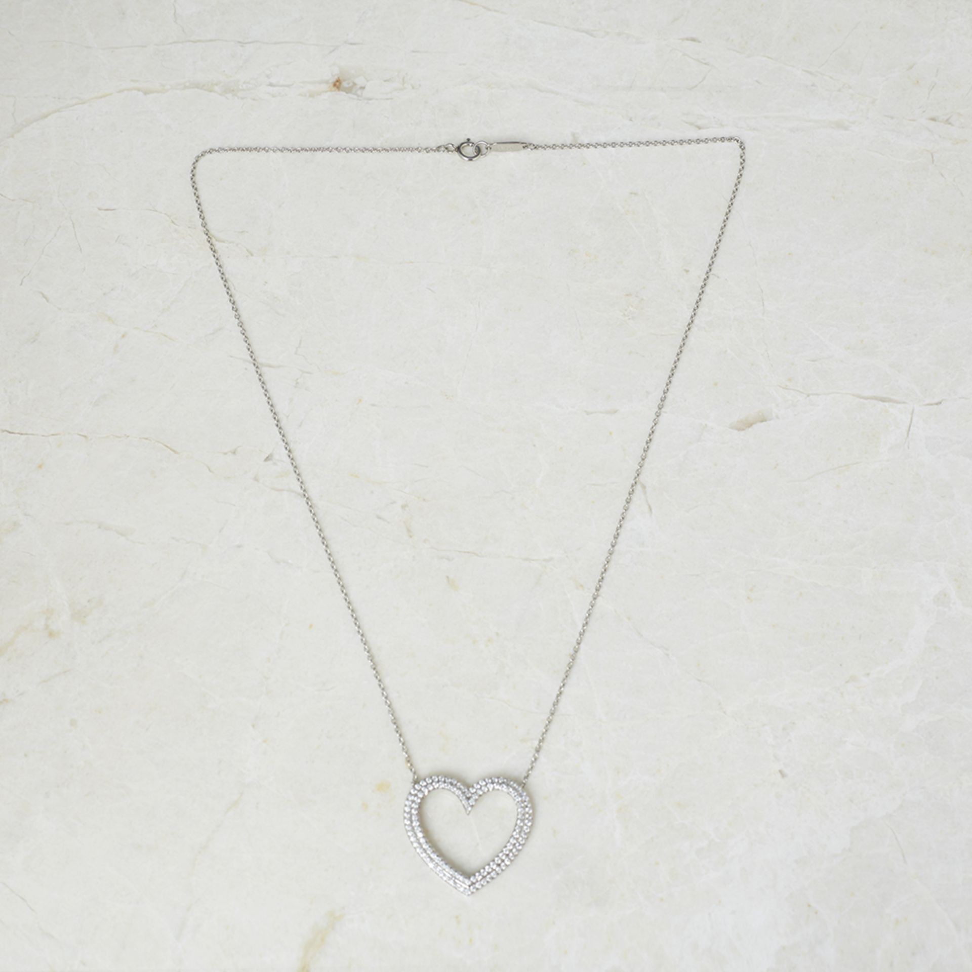 Tiffany & Co. Platinum 0.50ct Diamond Heart Metro Necklace - Image 6 of 7