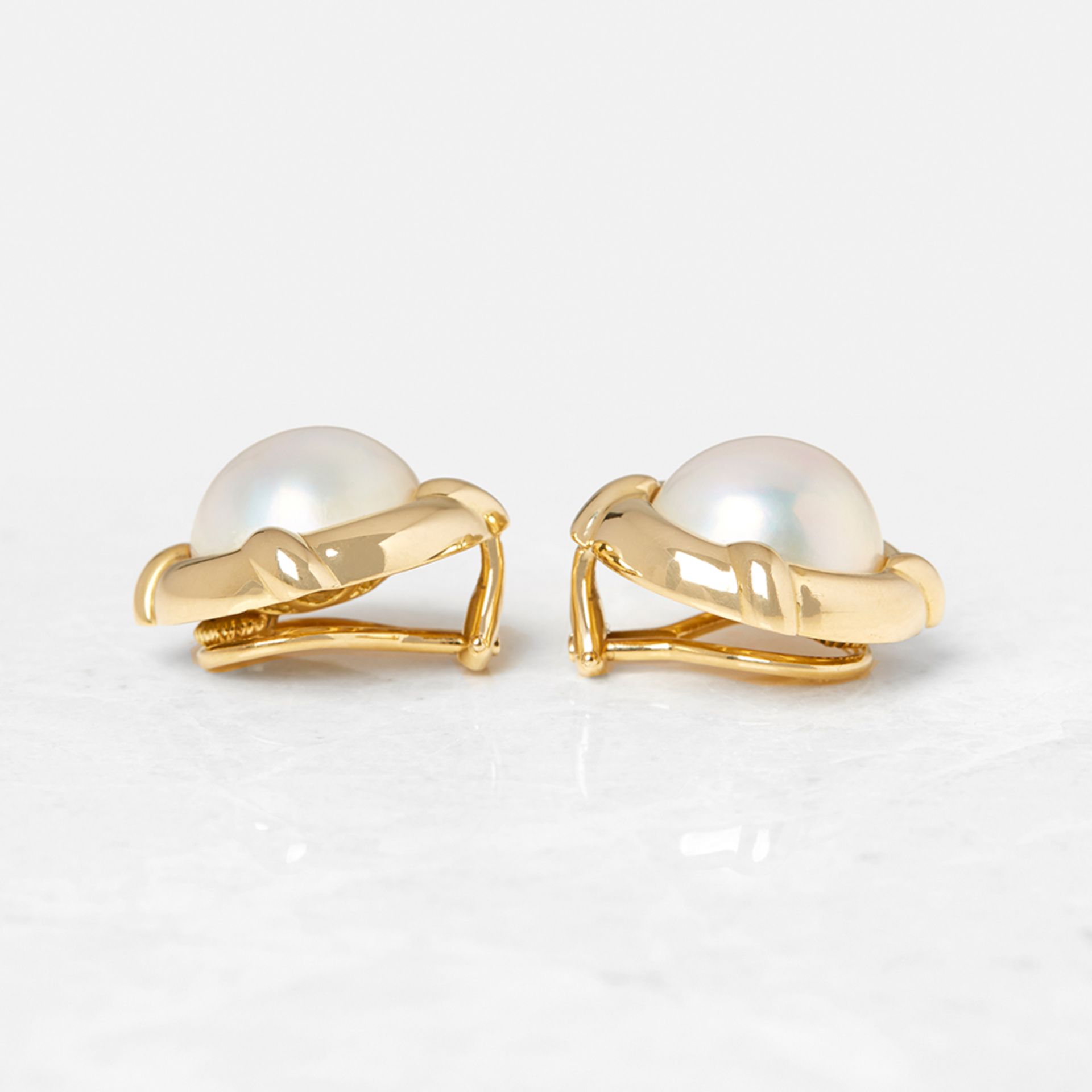 Tiffany & Co. 18k Yellow Gold Mabe Pearl Earrings - Image 3 of 15