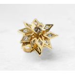 De Beers 18k Yellow Gold 1.30ct Fancy Brown & 0.80ct White Diamond Floral Dress Ring