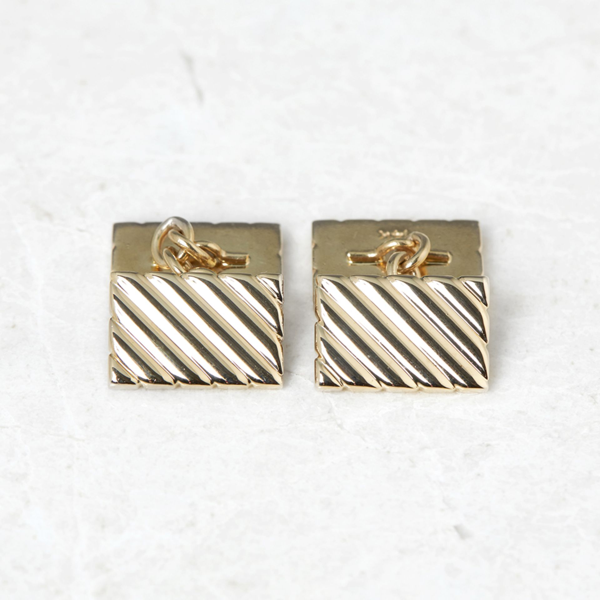 Tiffany & Co. 14k Yellow Gold Striped Retro Cufflinks