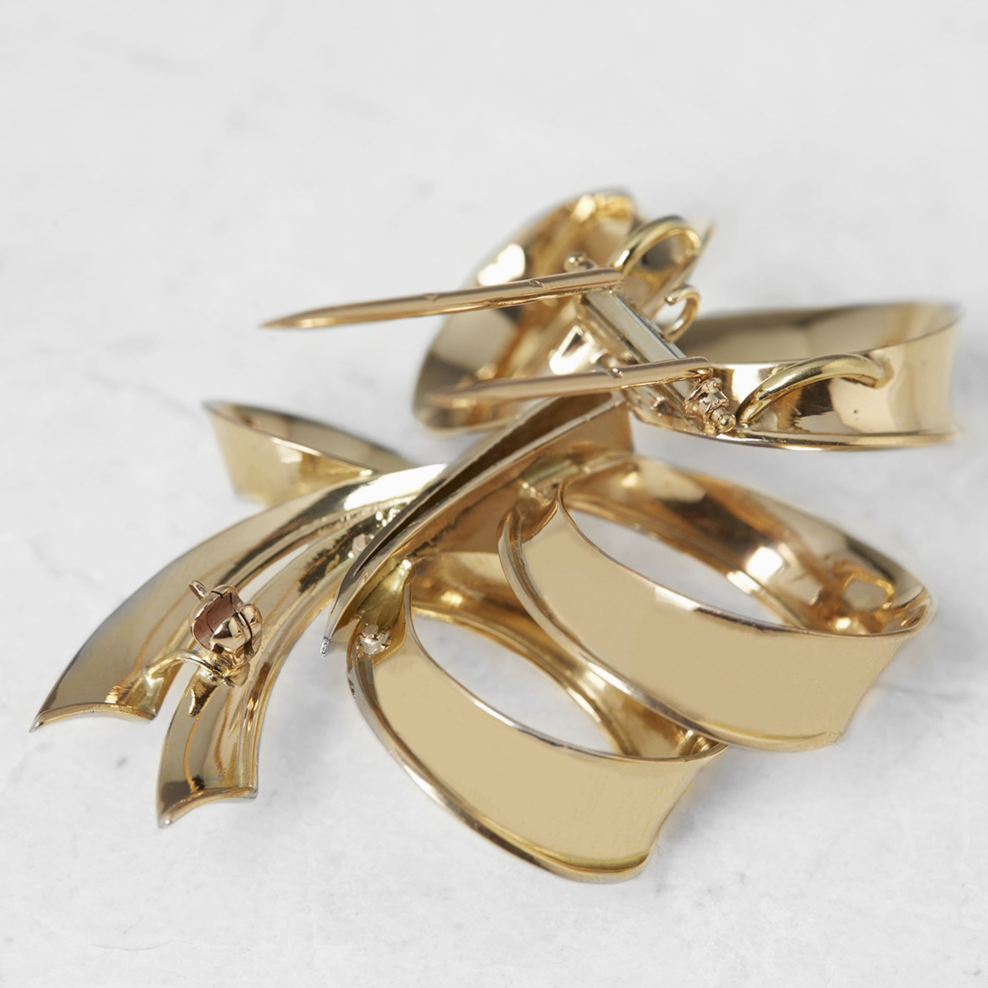 Boucheron 18k Yellow Gold 0.40ct Diamond Ribbon Design Brooch - Image 4 of 5