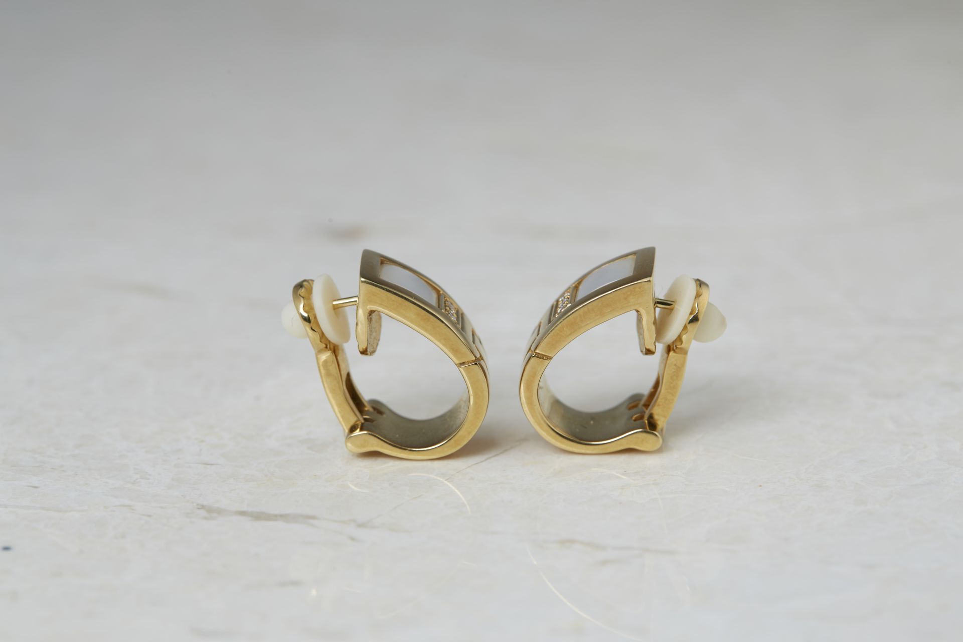 Audemars Piguet 18k Yellow Gold Mabe Pearl & Diamond Earrings - Image 3 of 13