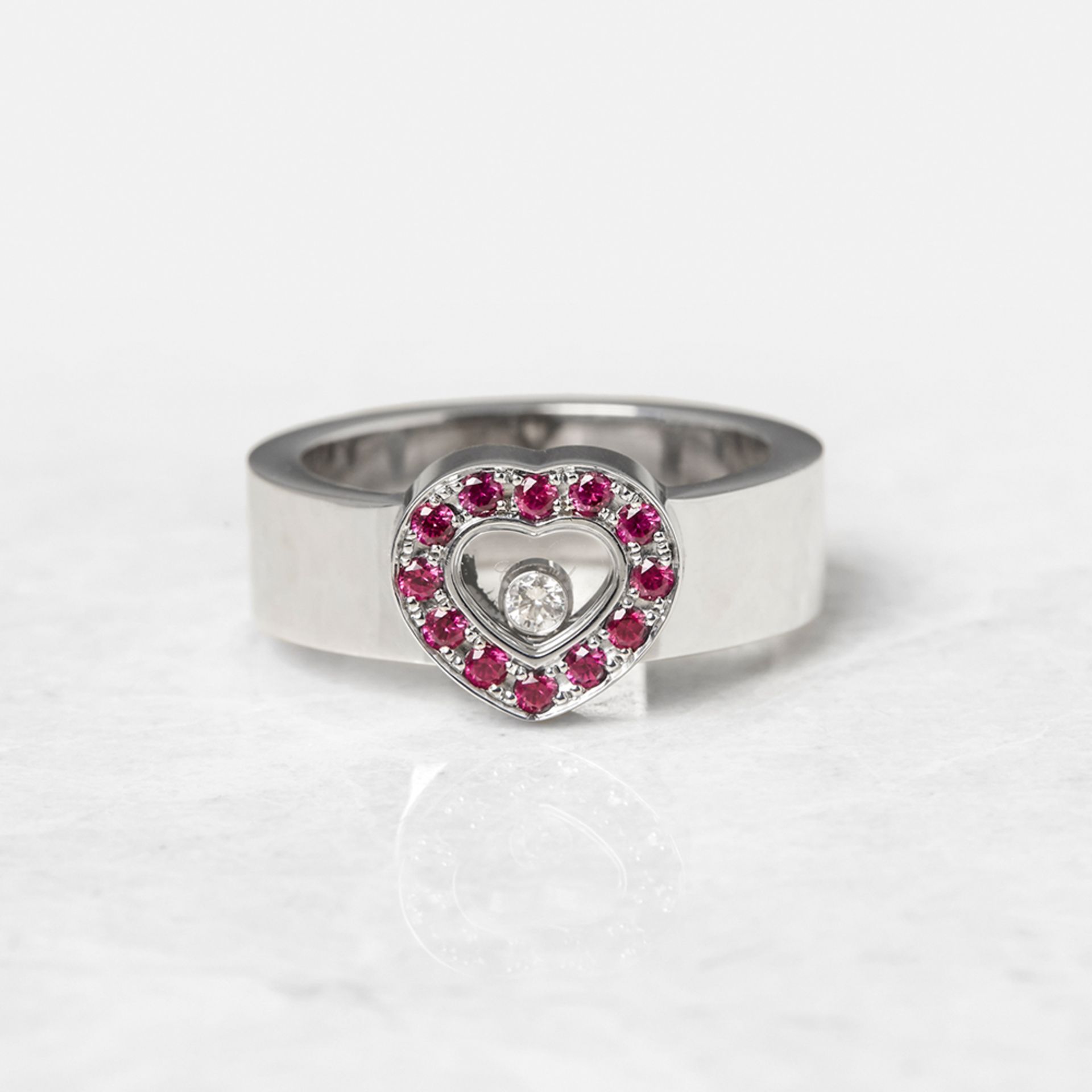 Chopard 18k White Gold Happy Diamonds Ruby Ring - Image 2 of 7