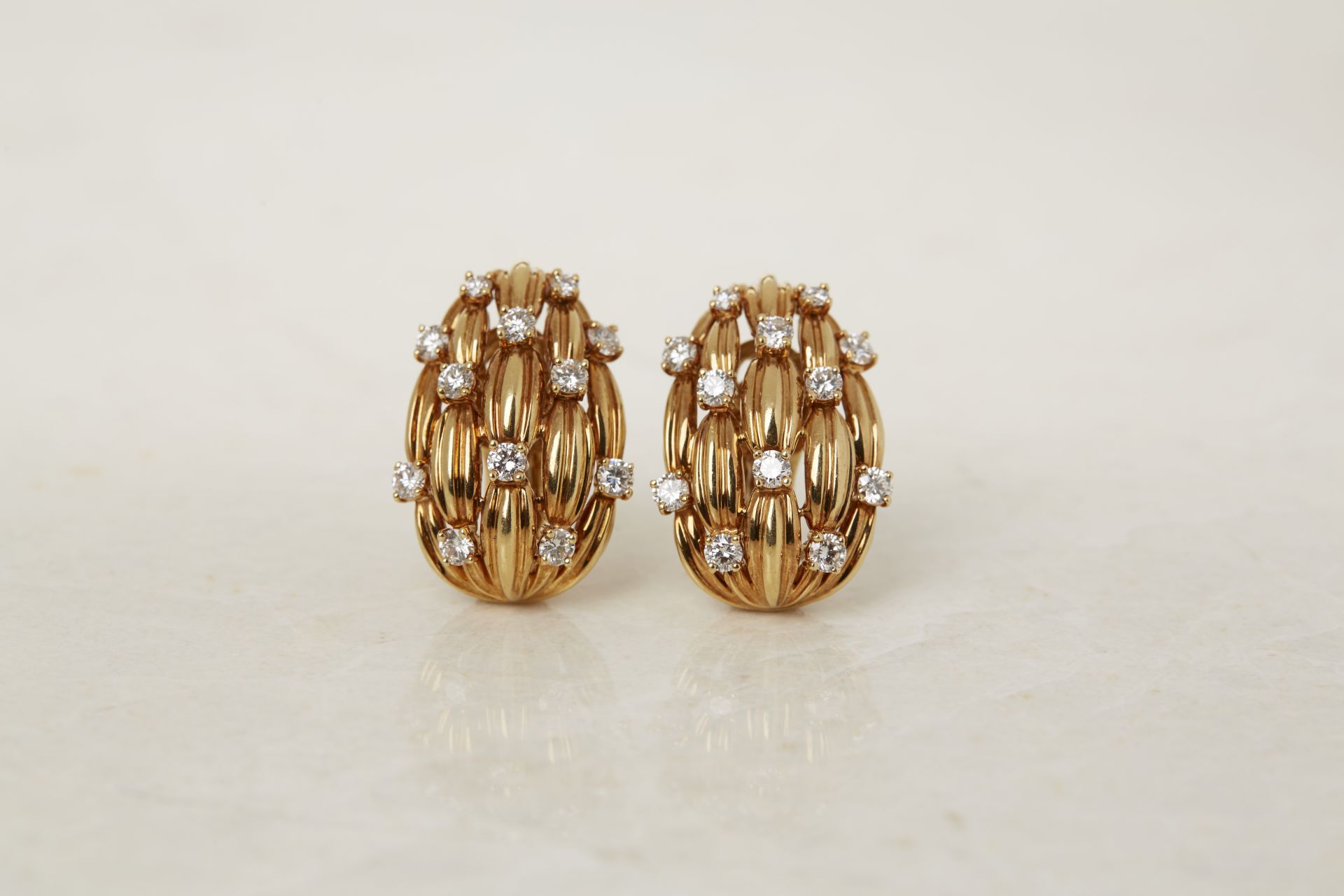 Tiffany & Co. 18k Yellow Gold Diamond Five Strand Vintage Earrings - Image 9 of 23