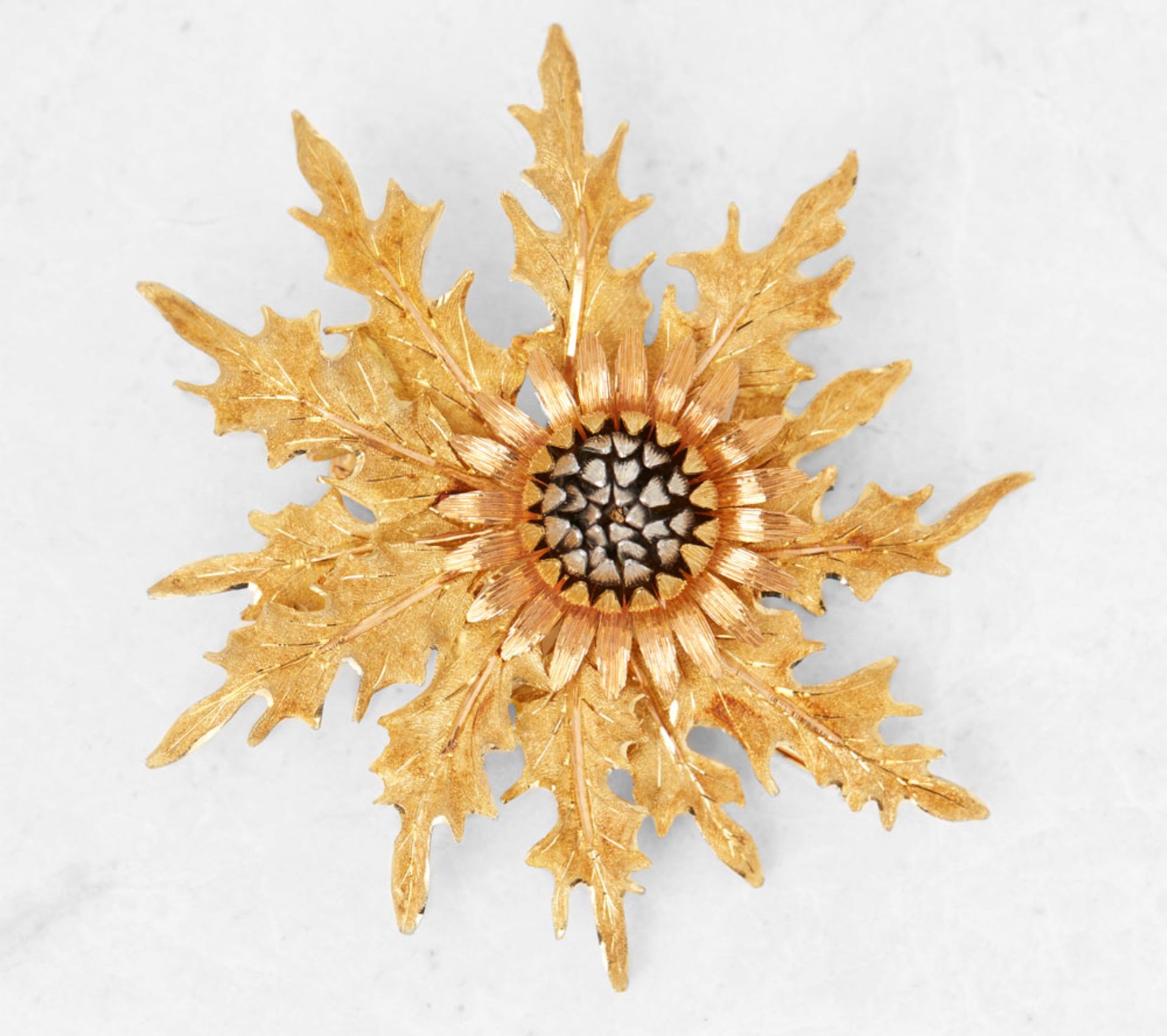 Buccellati 18k Yellow, White & Rose Gold Thistle Brooch - Image 4 of 5