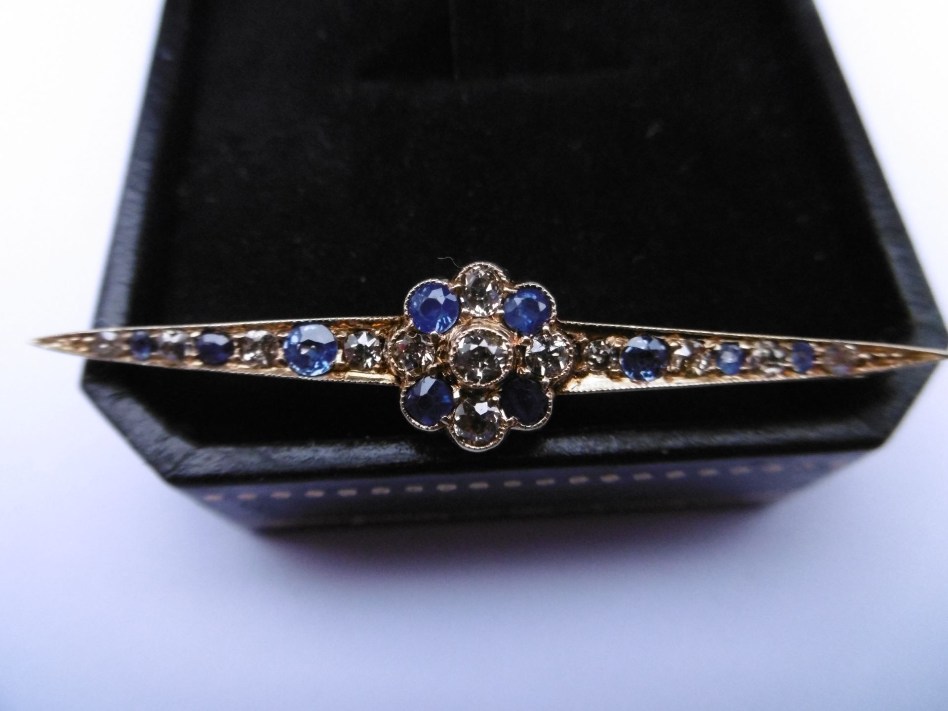 Diamond and Sapphire Bar Brooch - Image 3 of 3