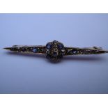 Diamond and Sapphire Bar Brooch