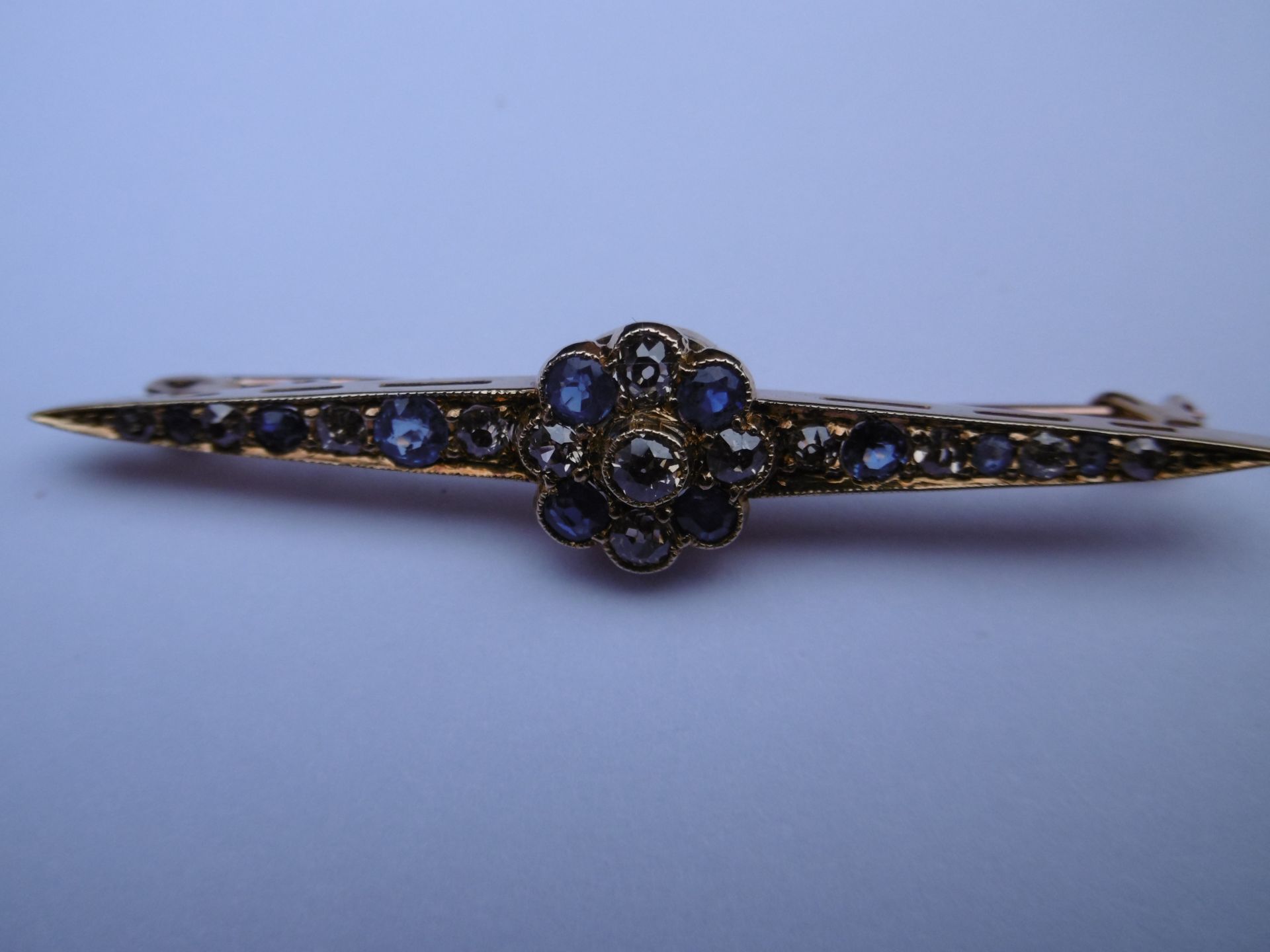 Diamond and Sapphire Bar Brooch