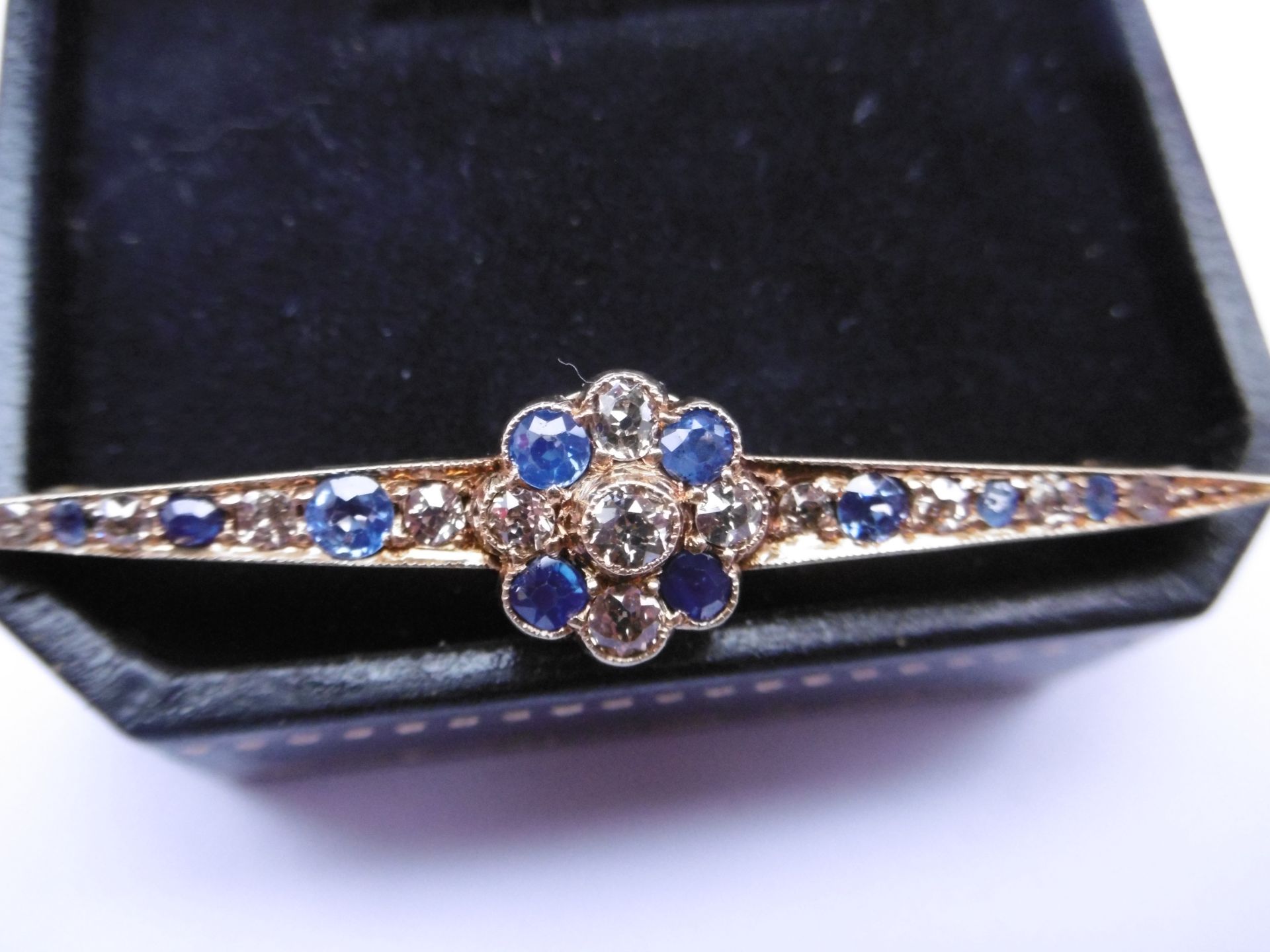 Diamond and Sapphire Bar Brooch - Image 2 of 3