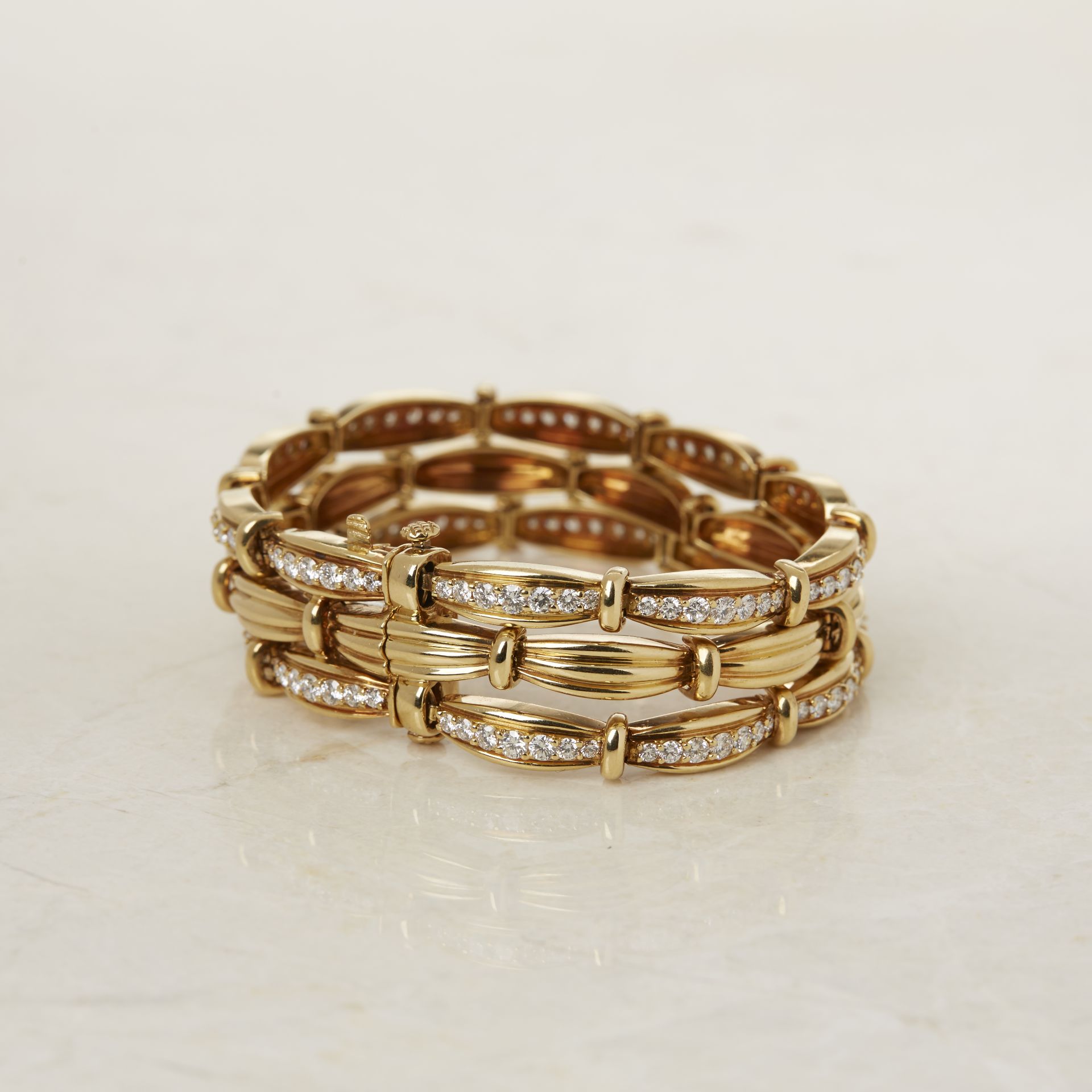 Tiffany & Co. 18k Yellow Gold Diamond Three Strand Vintage Bracelet with Presentation Box - Image 4 of 17
