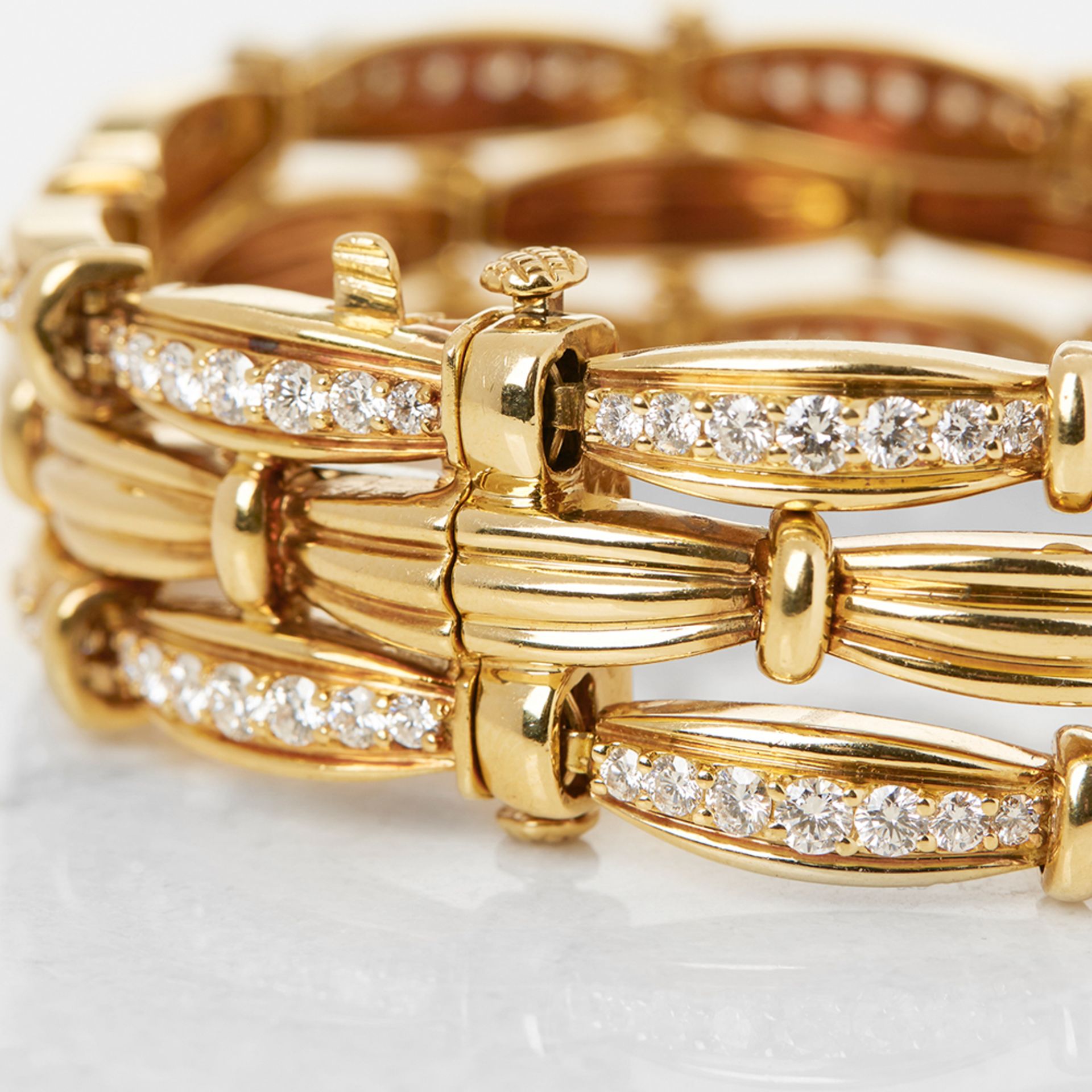 Tiffany & Co. 18k Yellow Gold Diamond Three Strand Vintage Bracelet with Presentation Box - Image 8 of 17