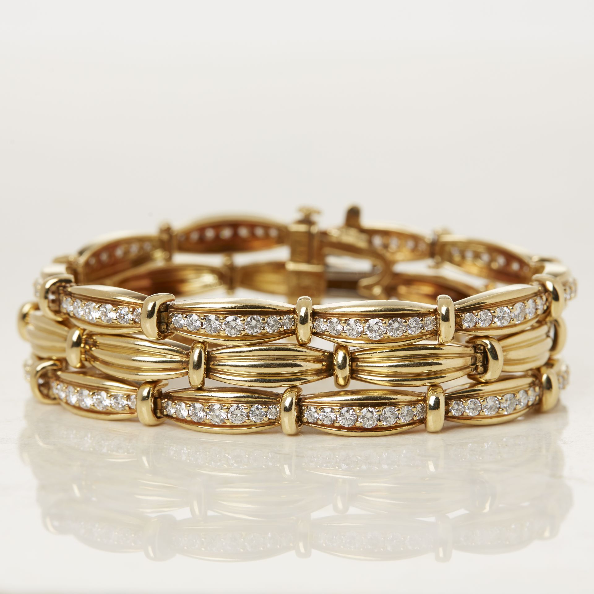 Tiffany & Co. 18k Yellow Gold Diamond Three Strand Vintage Bracelet with Presentation Box - Image 3 of 17