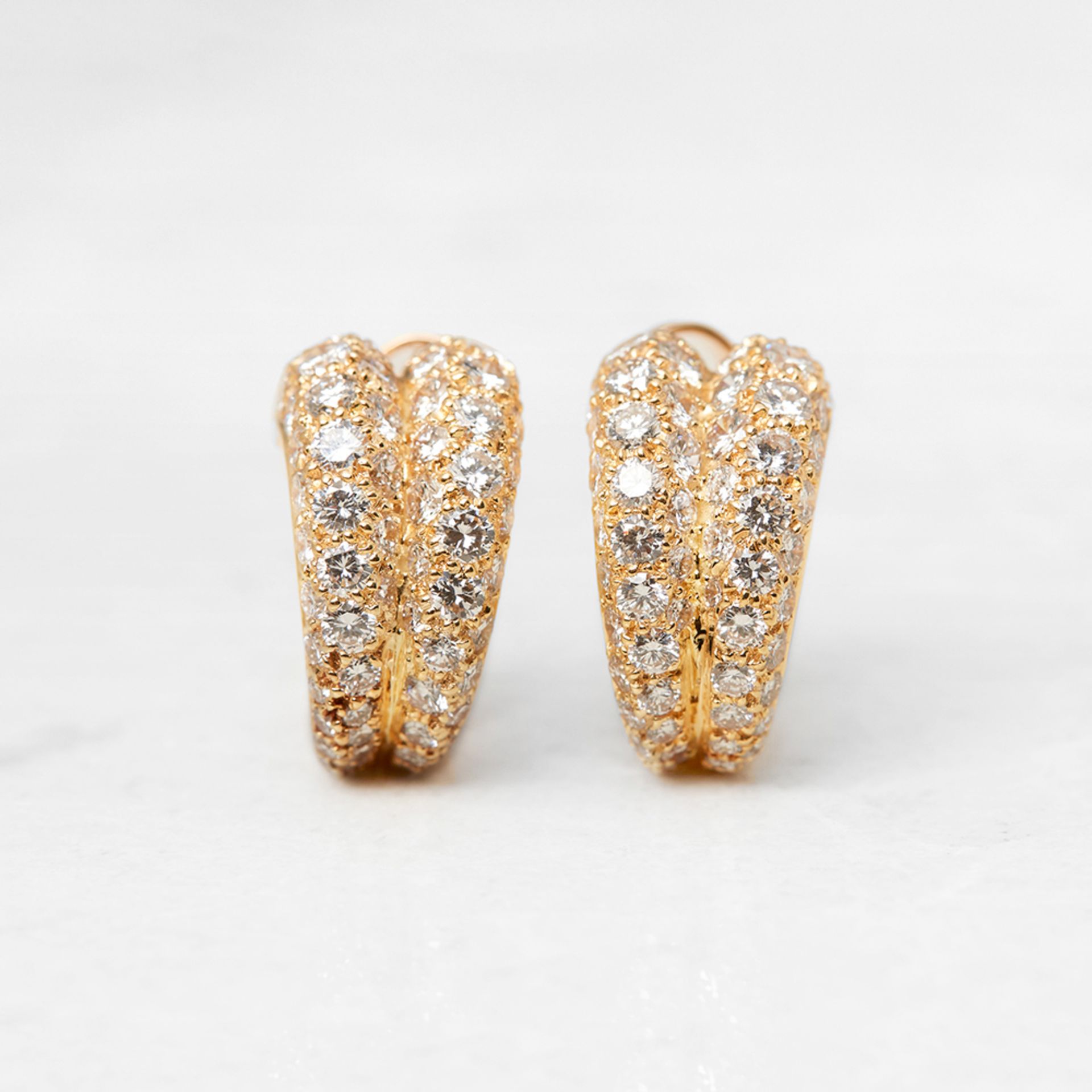 Cartier 18k Yellow Gold Diamond Double Hoop Earrings with Cartier Box