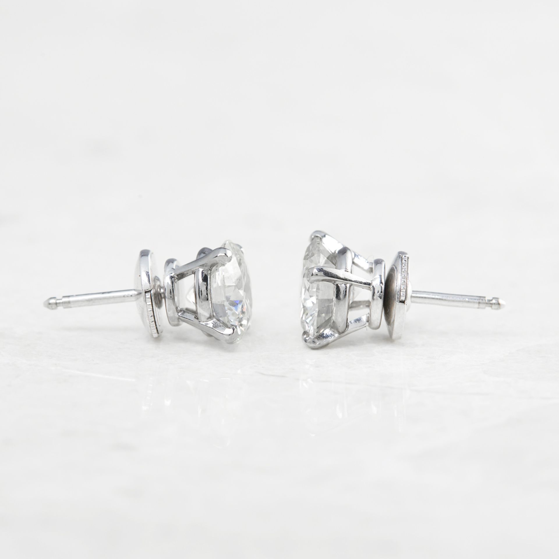 Cartier Platinum Round Brilliant Cut 4.03ct Diamond Stud Earrings with GIA & Cartier Certificates - Image 3 of 12