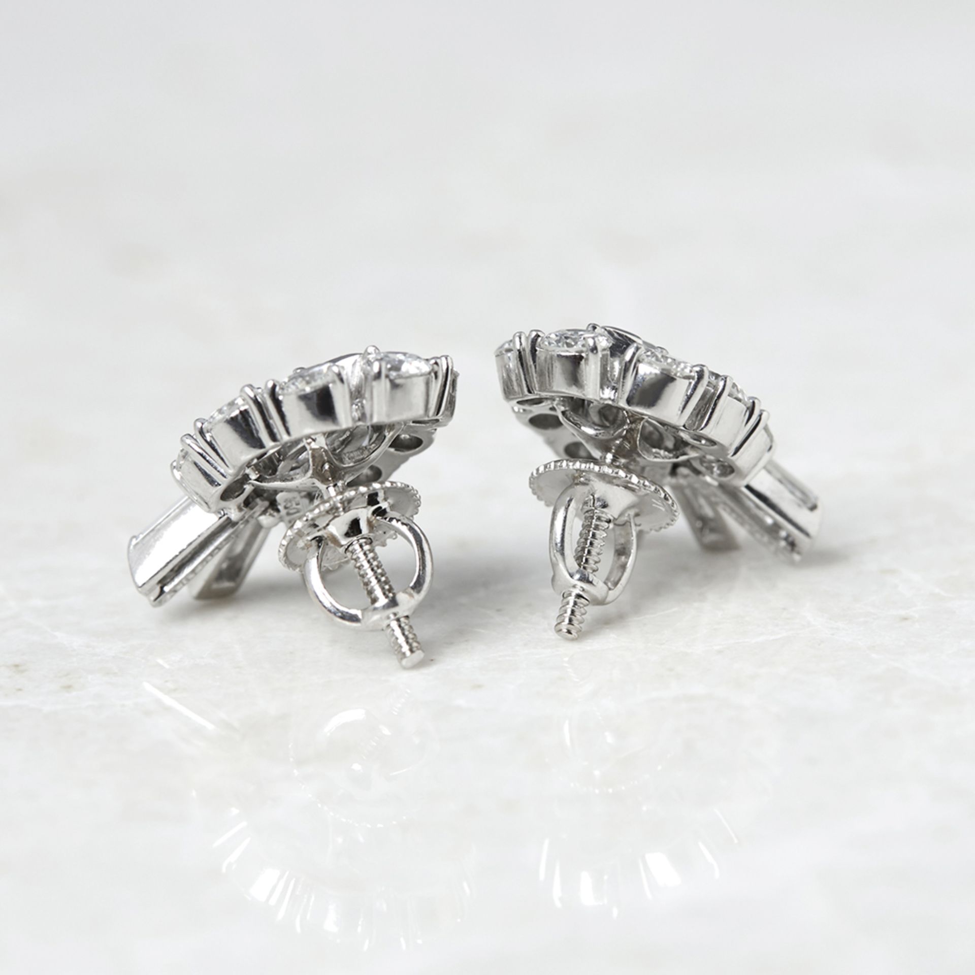 Tiffany & Co. Palladium 2.70ct Round, Marquise & Baguette Cut Diamond Stud Earrings with T&Co Box - Image 4 of 9