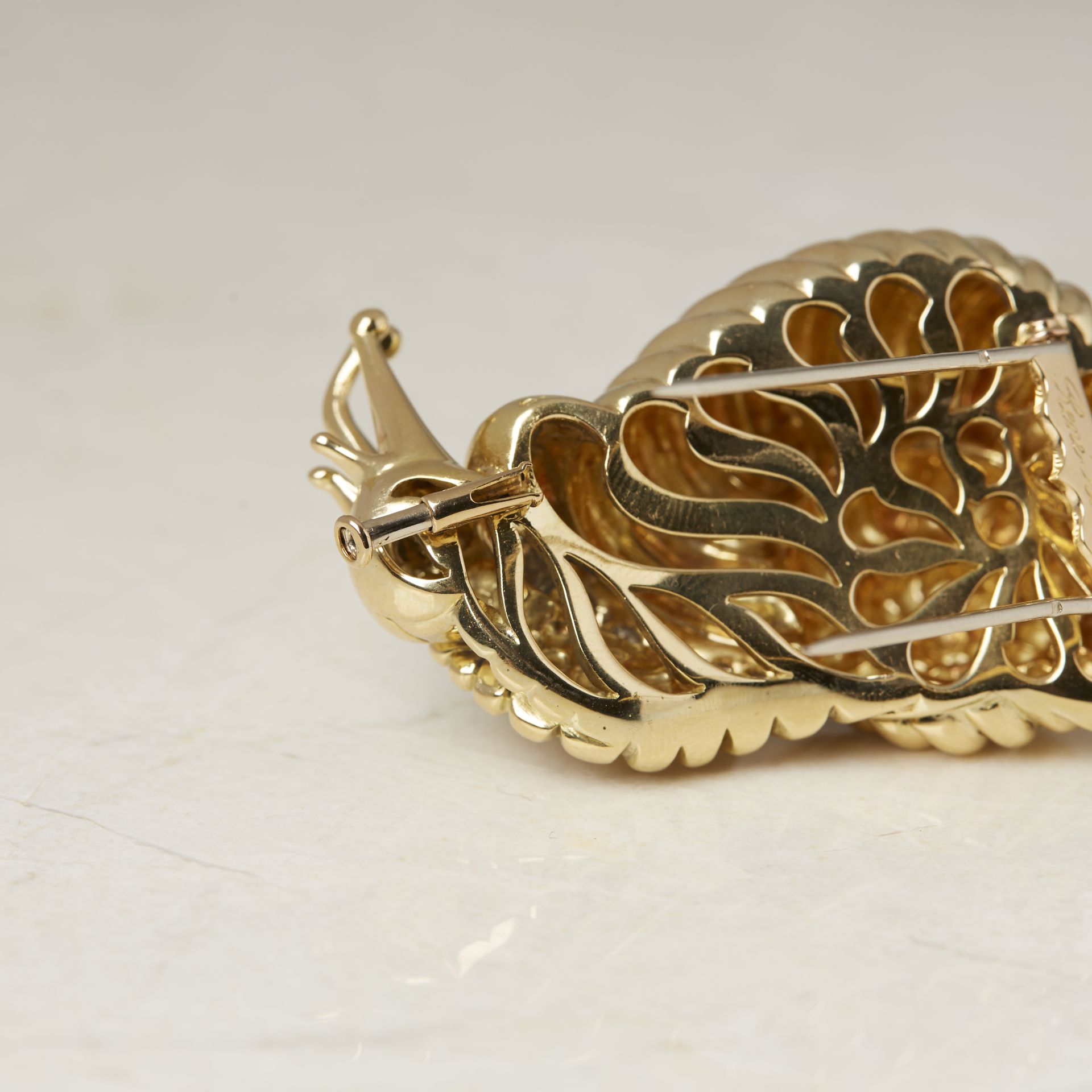 Rene Boivin 18k Yellow Gold Diamond Snail Brooch with Presentation Box - Image 11 of 19