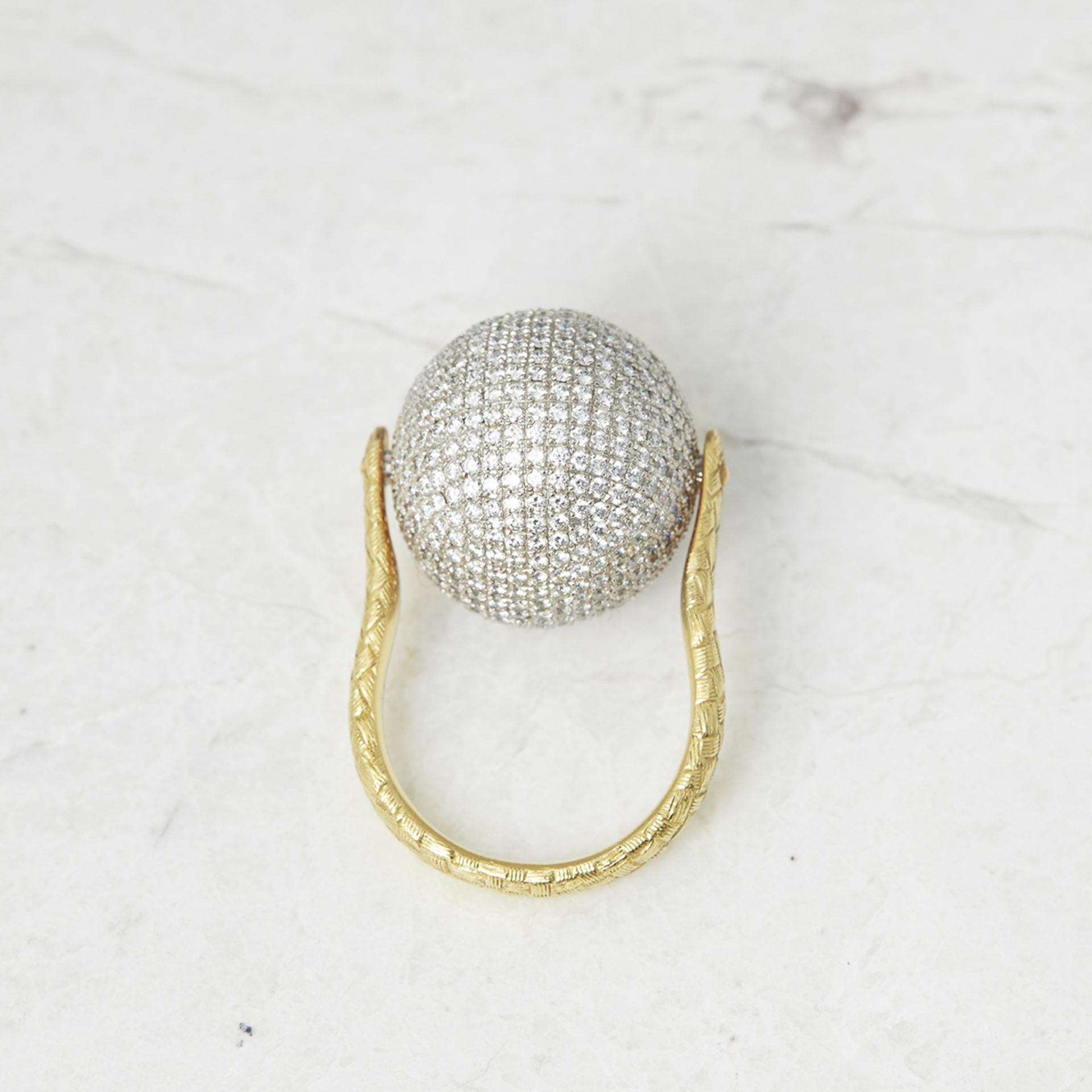 Bottega Veneta 18k Yellow & White Gold Diamond Necklace, Earrings & Ring Sfera Suite - Box & Certs - Image 20 of 21