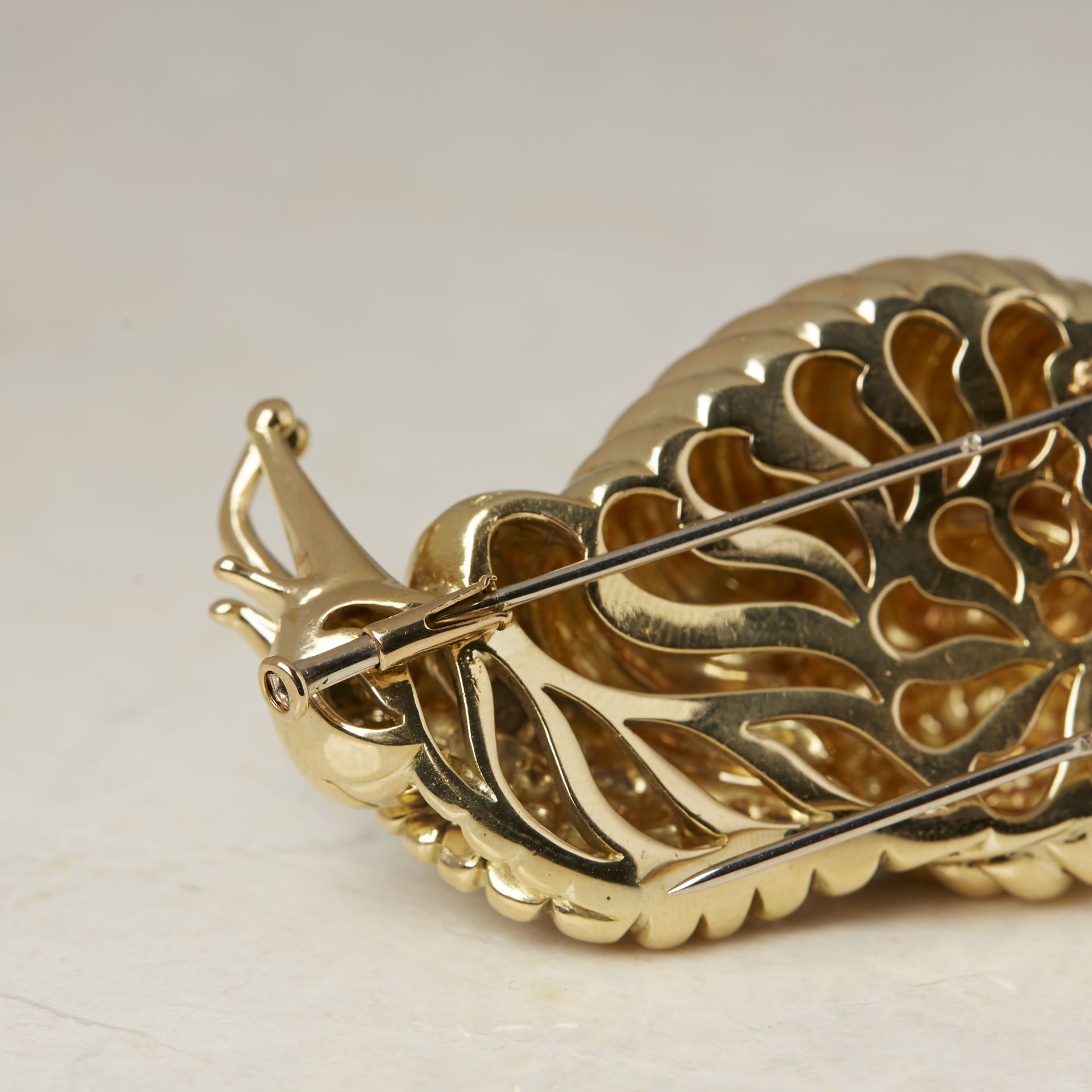 Rene Boivin 18k Yellow Gold Diamond Snail Brooch with Presentation Box - Image 12 of 19
