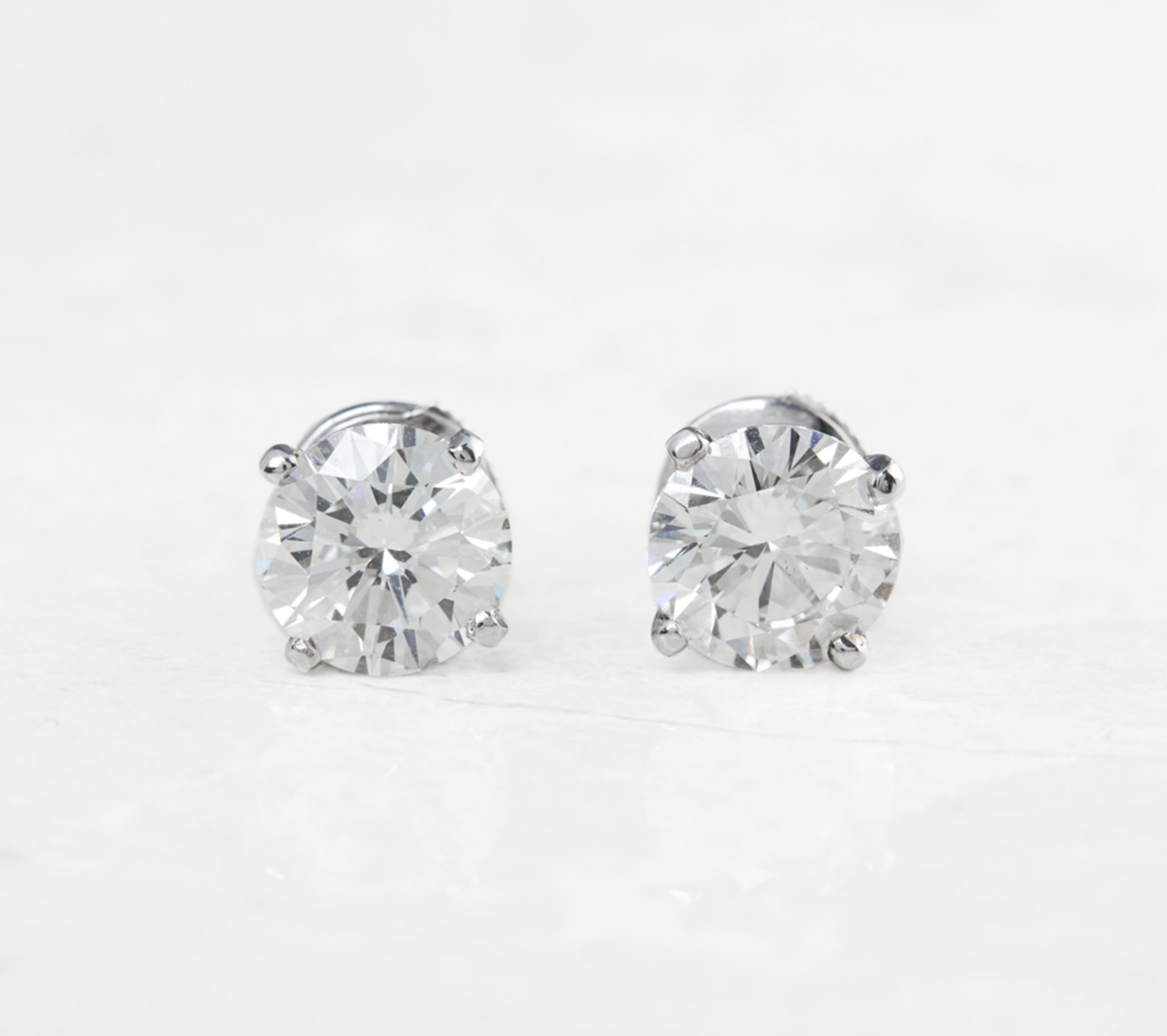 Cartier Platinum Round Brilliant Cut 4.03ct Diamond Stud Earrings with GIA & Cartier Certificates