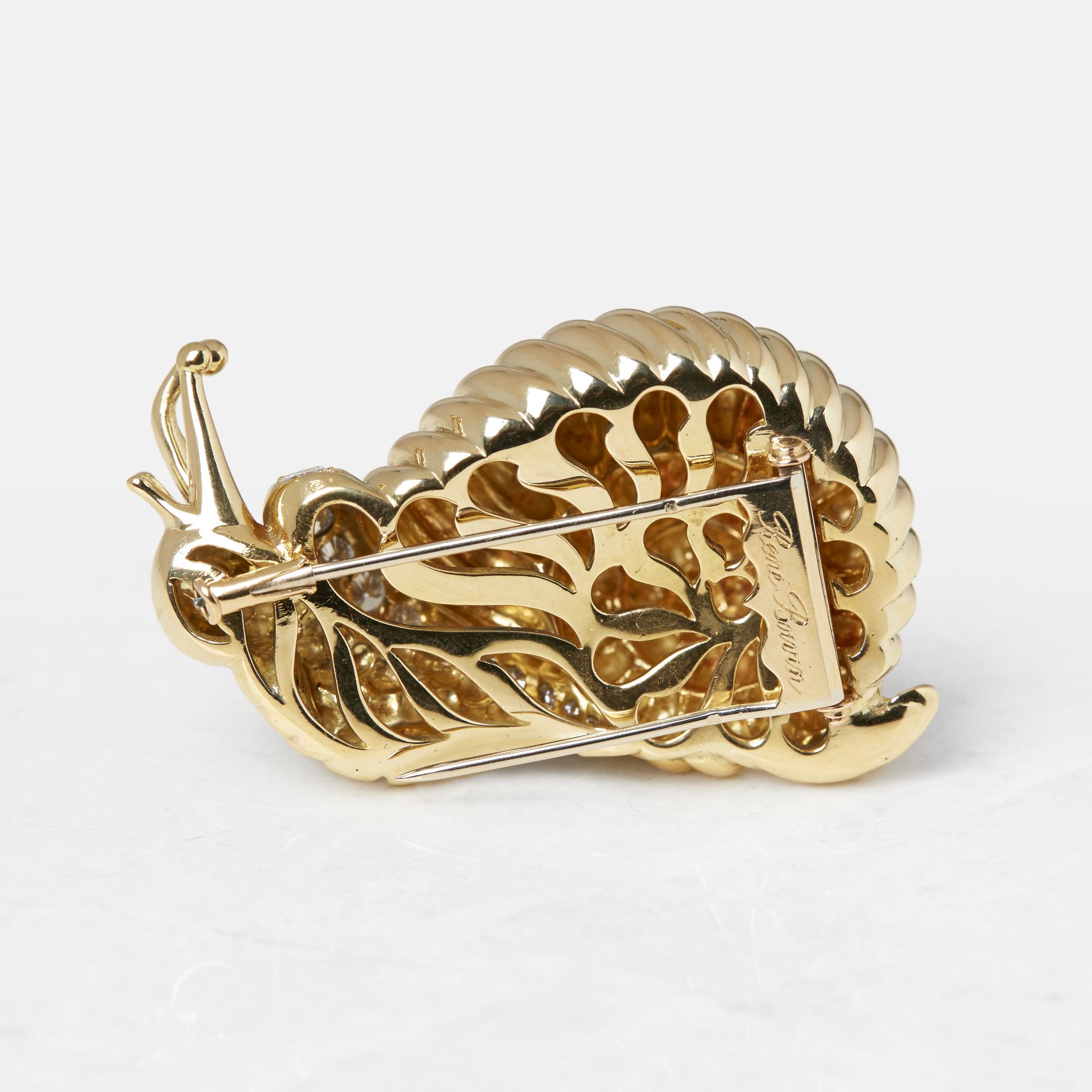Rene Boivin 18k Yellow Gold Diamond Snail Brooch with Presentation Box - Image 4 of 19