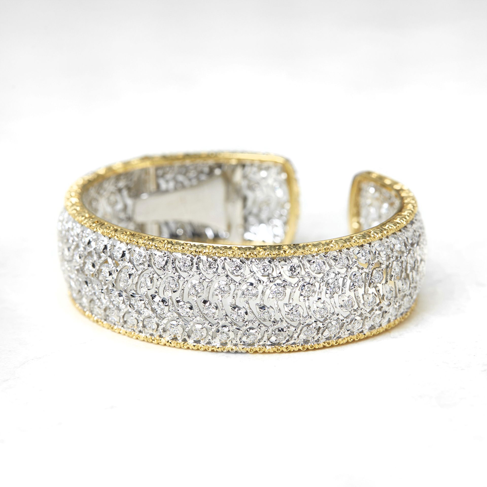 Buccellati 18k White & Yellow Gold 5.00ct Diamond Cuff Bracelet with Presentation Box