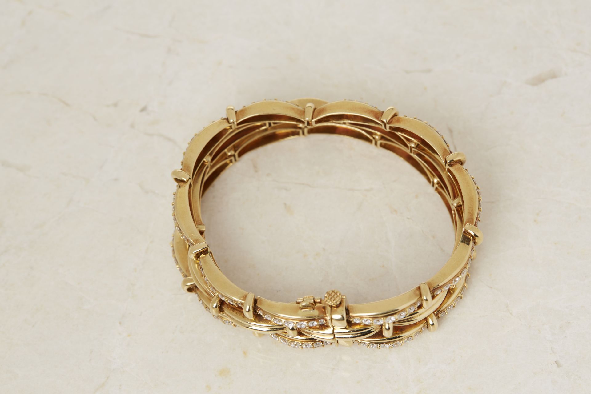 Tiffany & Co. 18k Yellow Gold Diamond Three Strand Vintage Bracelet with Presentation Box - Image 5 of 17