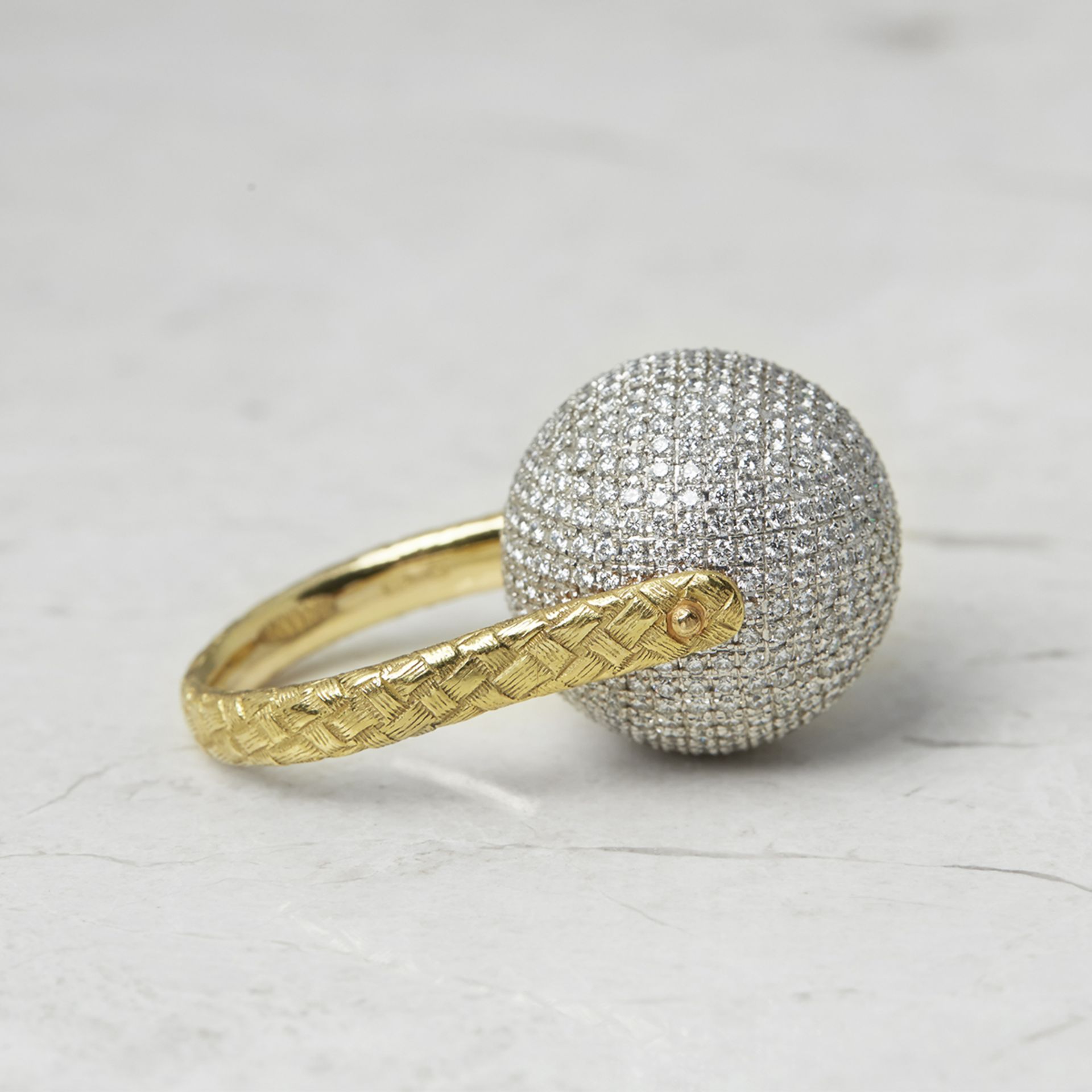 Bottega Veneta 18k Yellow & White Gold Diamond Necklace, Earrings & Ring Sfera Suite - Box & Certs - Image 4 of 21