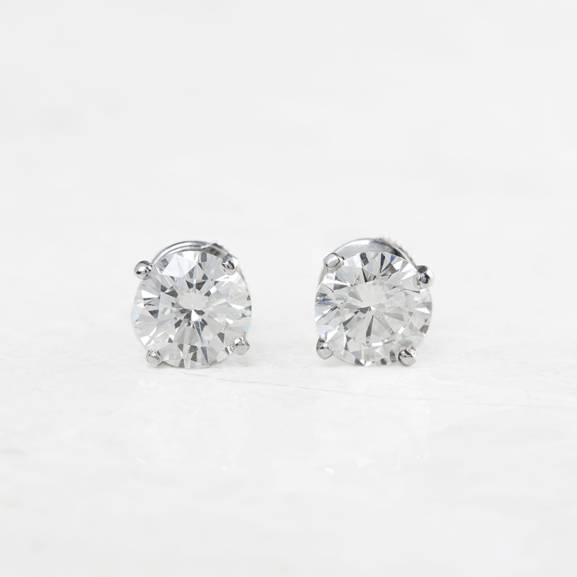 Cartier Platinum Round Brilliant Cut 4.03ct Diamond Stud Earrings with GIA & Cartier Certificates - Image 2 of 12