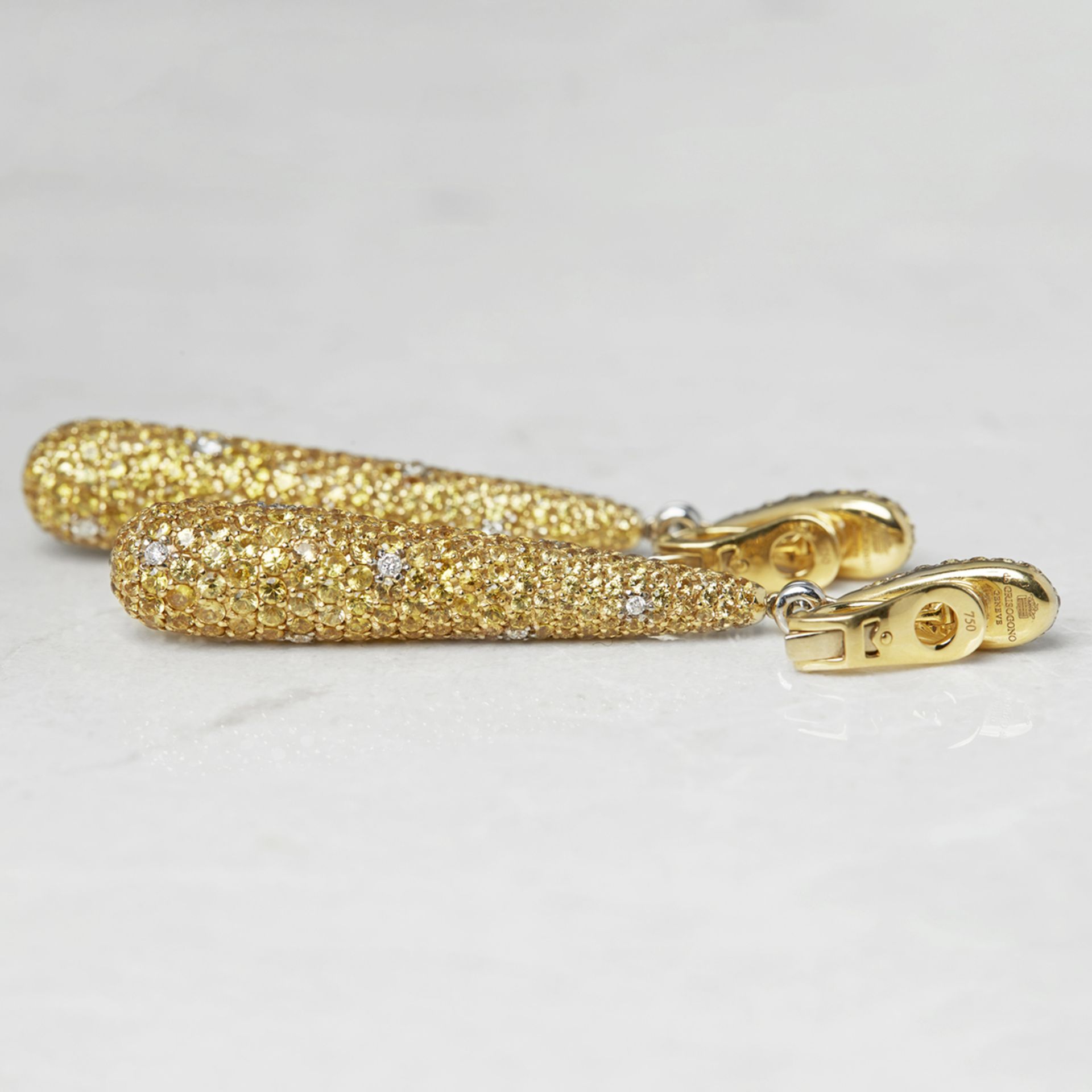 De Grisogono 18k Yellow Gold Yellow Diamond Gocce Drop Earrings with Original Earrings Pouch - Image 3 of 8