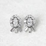 Tiffany & Co. Palladium 2.70ct Round, Marquise & Baguette Cut Diamond Stud Earrings with T&Co Box