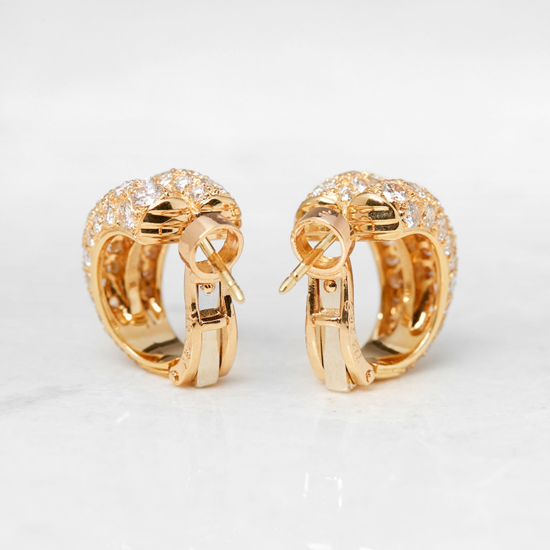 Cartier 18k Yellow Gold Diamond Double Hoop Earrings with Cartier Box - Image 3 of 10