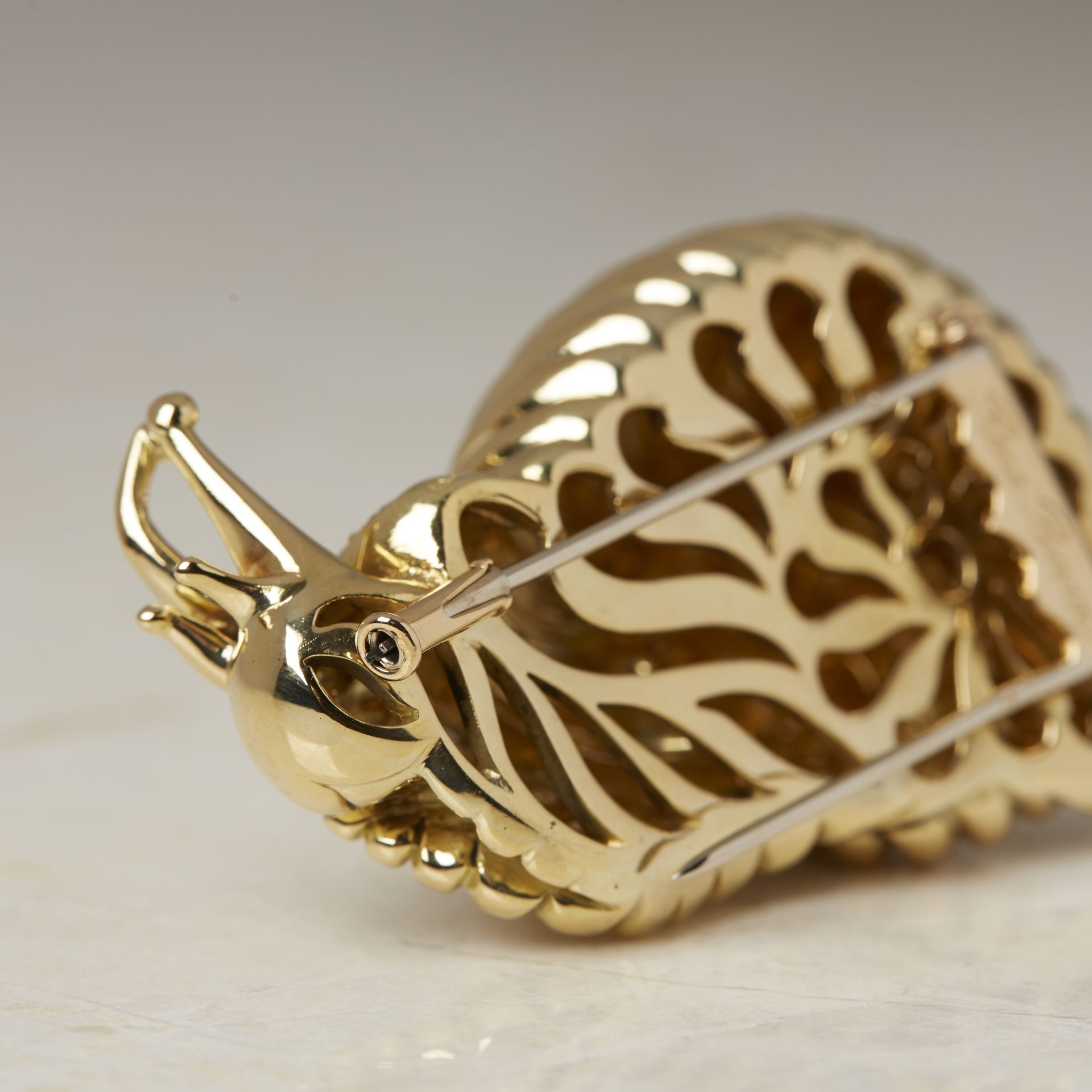 Rene Boivin 18k Yellow Gold Diamond Snail Brooch with Presentation Box - Image 10 of 19