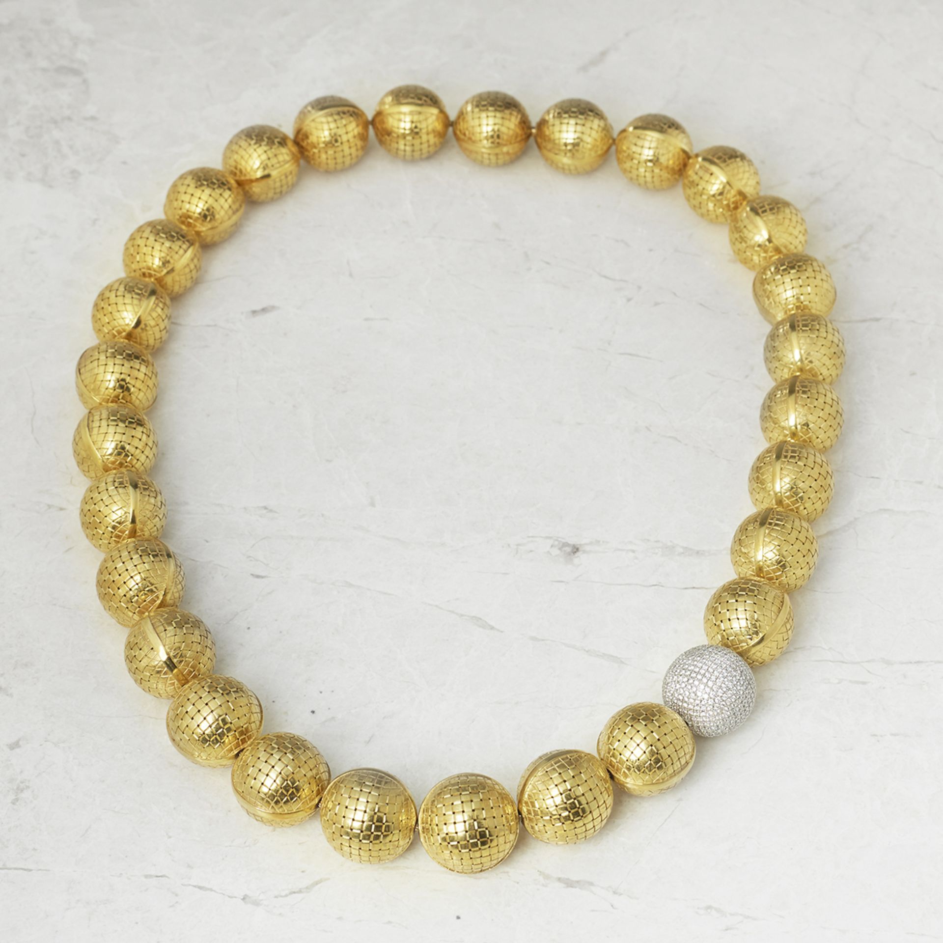 Bottega Veneta 18k Yellow & White Gold Diamond Necklace, Earrings & Ring Sfera Suite - Box & Certs - Image 2 of 21