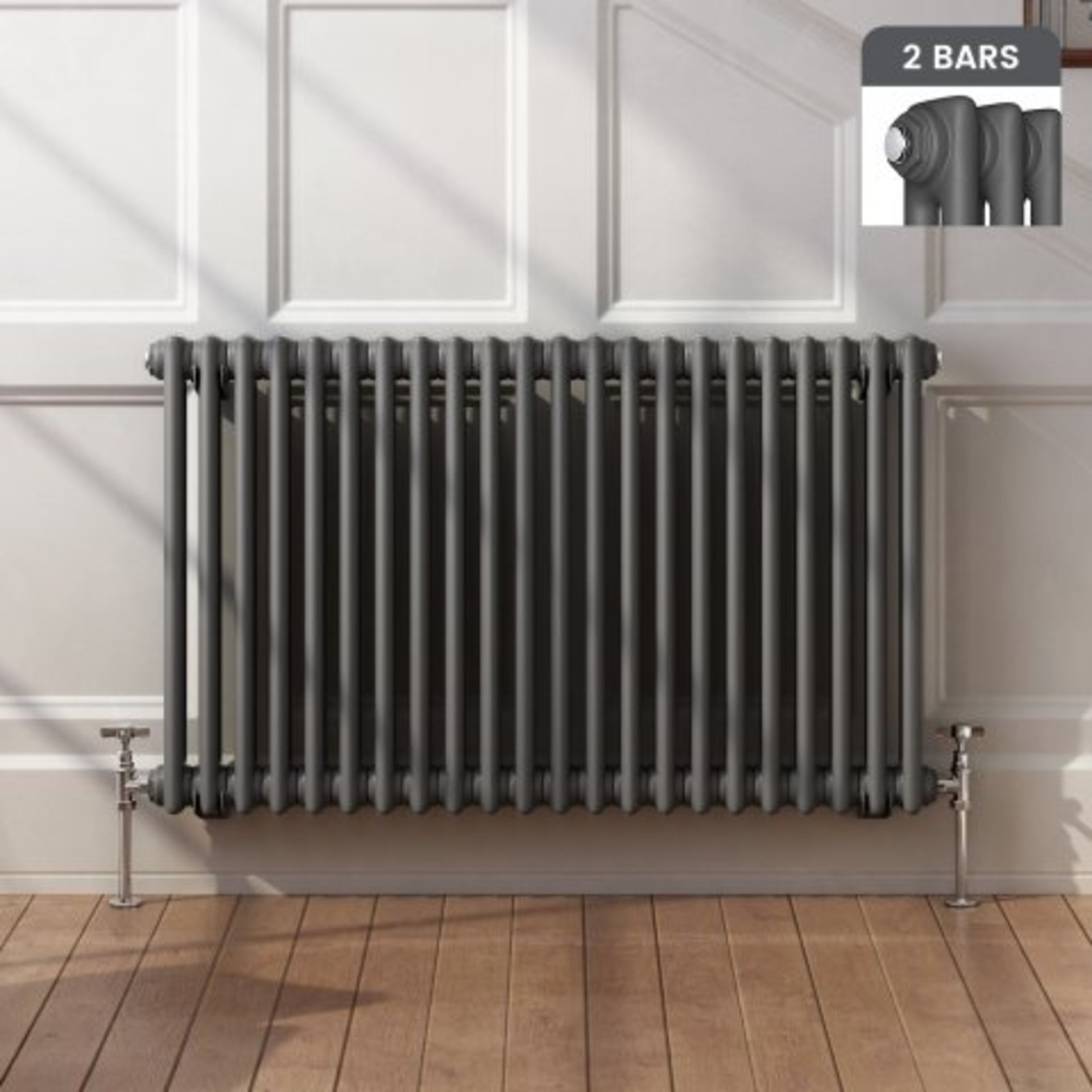 (N176) 600x1008 Anthracite Double Panel Horizontal Colosseum Traditional Radiator RRP £363.99 For an