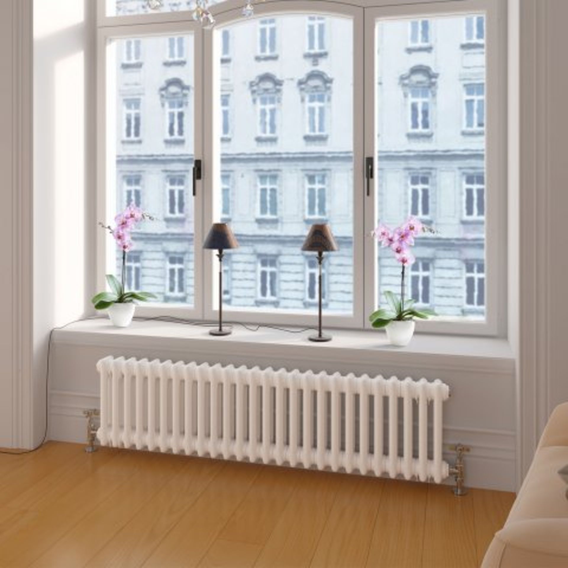 (N139) 300x1165mm White Double Panel Horizontal Colosseum Traditional Radiator. RRP £379.99. Classic - Image 3 of 3