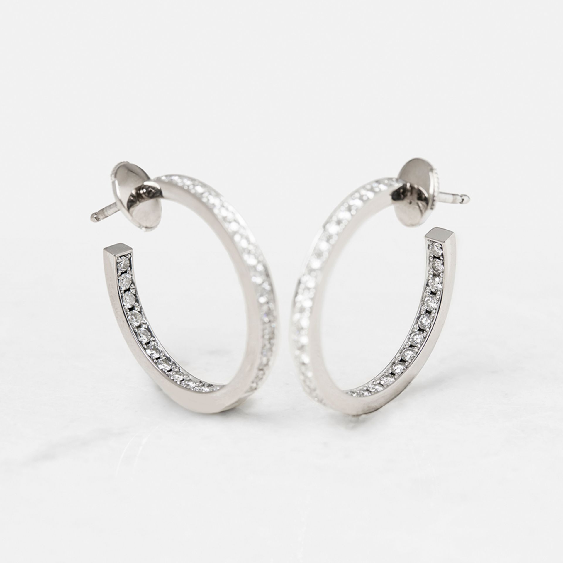 Cartier 18k White Gold Diamond Inside Out Hoop Earrings with Presentation Box - Bild 12 aus 14