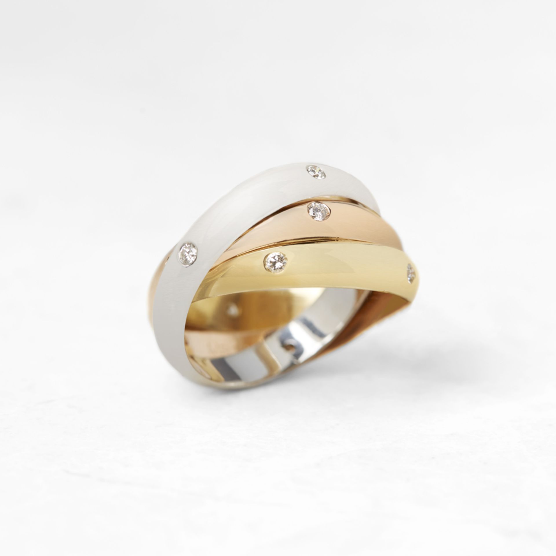 Cartier 18k Yellow, White & Rose Gold Diamond Trinity Ring Size L with Presentation Box