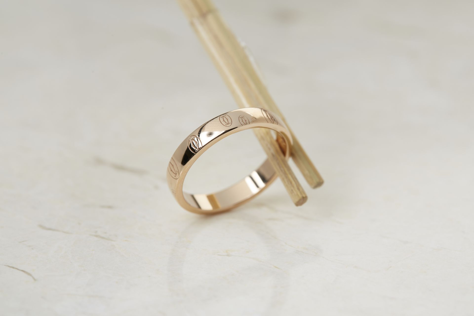 Cartier 18k Rose Gold Double C Logo Design Ring with Presentation Box - Image 2 of 7