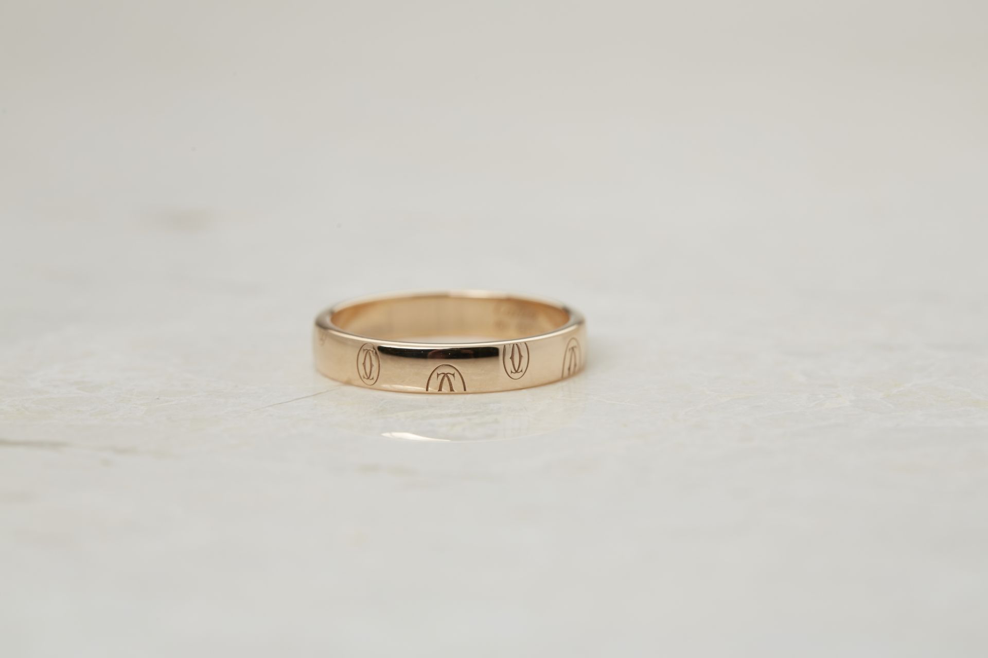 Cartier 18k Rose Gold Double C Logo Design Ring with Presentation Box - Image 6 of 7