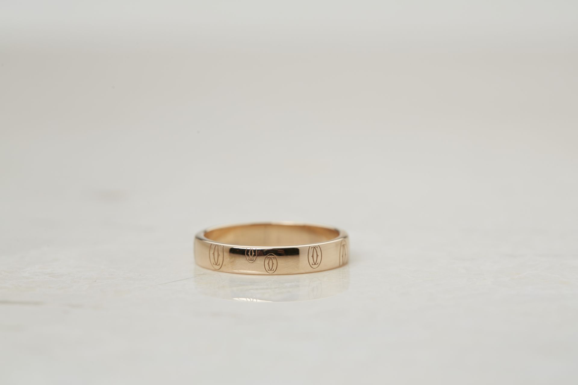 Cartier 18k Rose Gold Double C Logo Design Ring with Presentation Box - Image 3 of 7