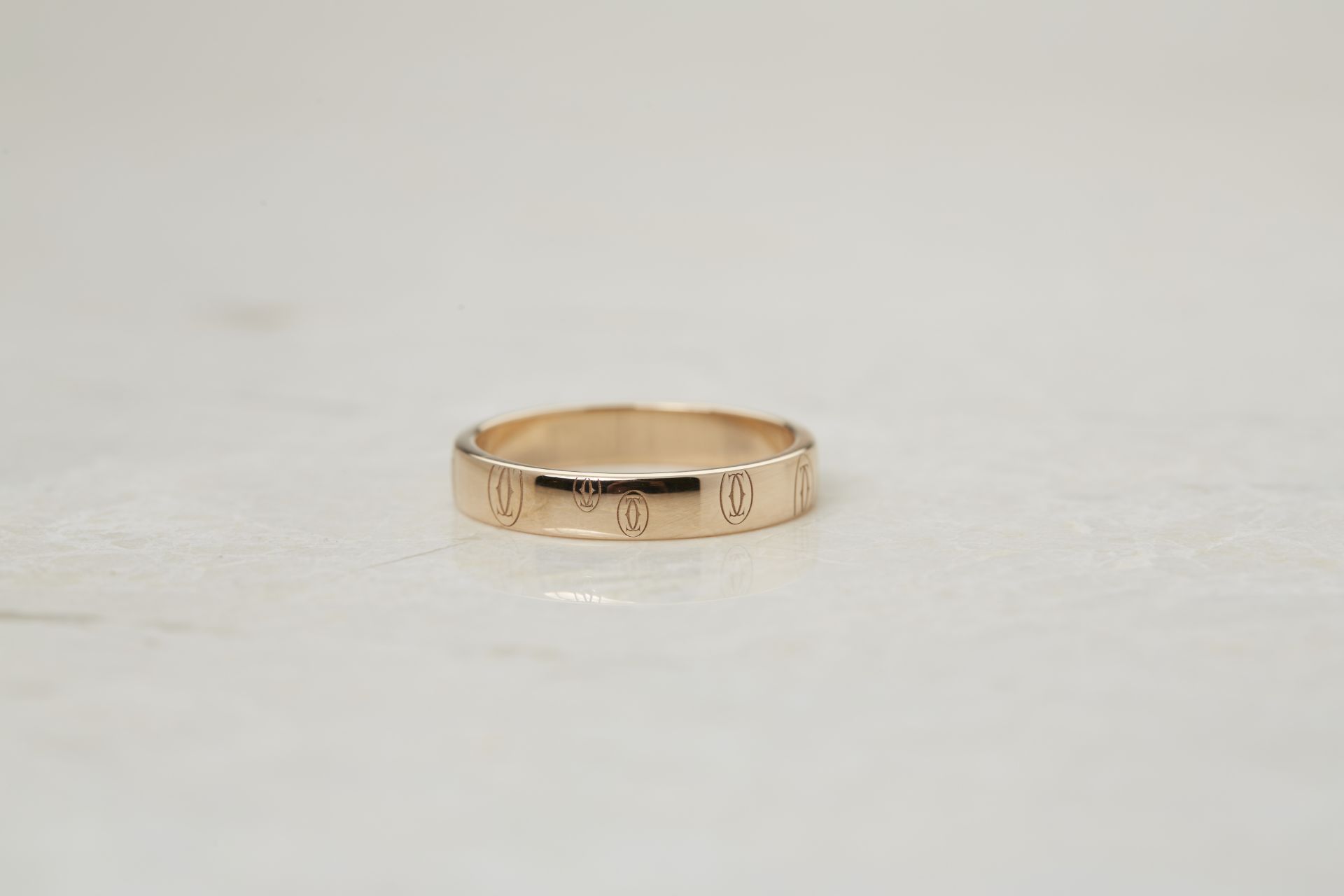 Cartier 18k Rose Gold Double C Logo Design Ring with Presentation Box - Image 4 of 7