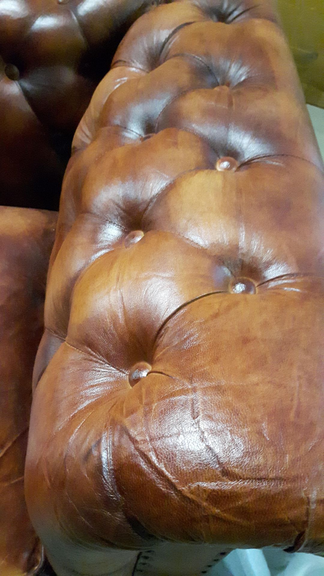 Retro 3 seater Leather Tan Chesterfield Sofa
