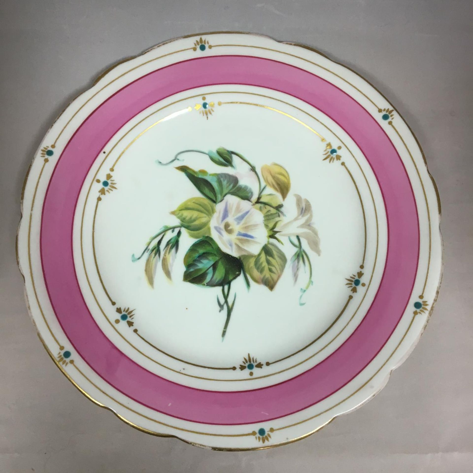 Pair of 19th Century hand painted porcelain cabinet plates flowers R G Scrivener - Image 2 of 4