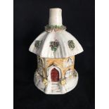 Staffordshire Pottery Octagonal House Pastille Burner Night Light in the form of a Thatched Cottage